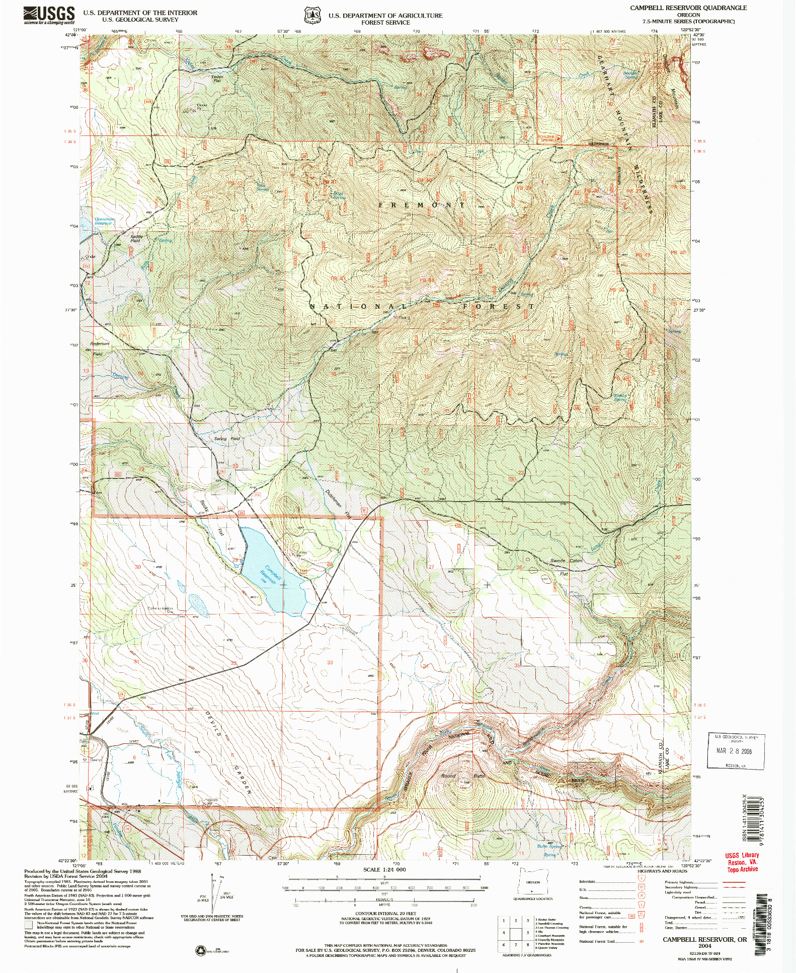 USGS 1:24000-SCALE QUADRANGLE FOR CAMPBELL RESERVOIR, OR 2004