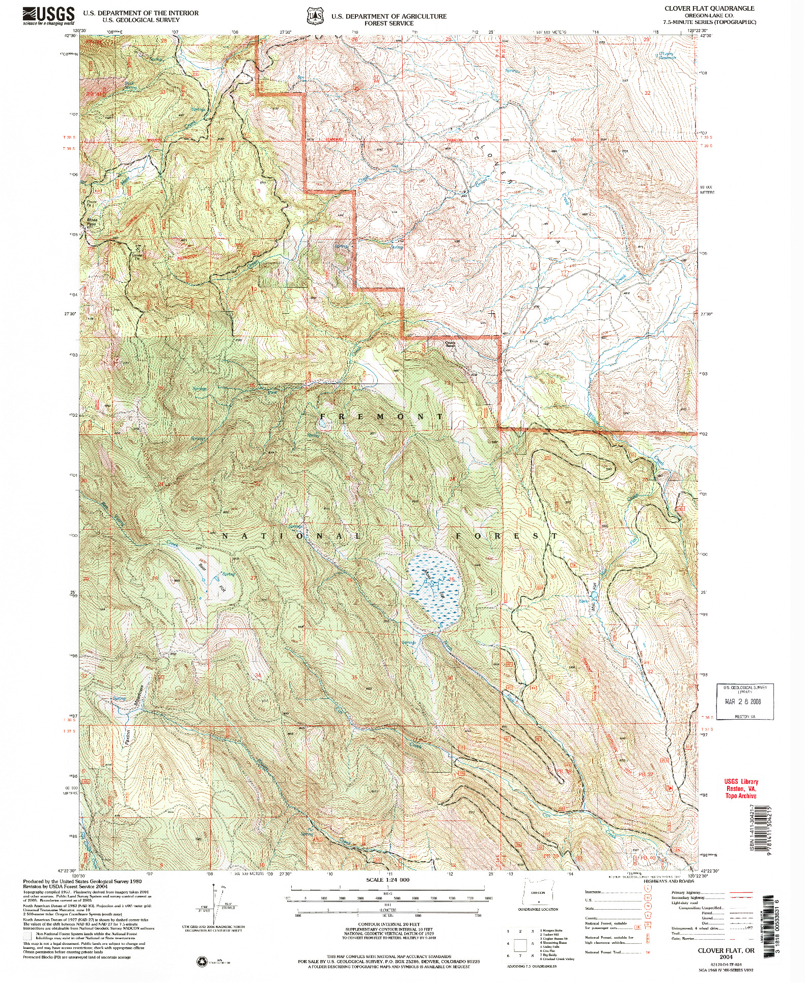 USGS 1:24000-SCALE QUADRANGLE FOR CLOVER FLAT, OR 2004