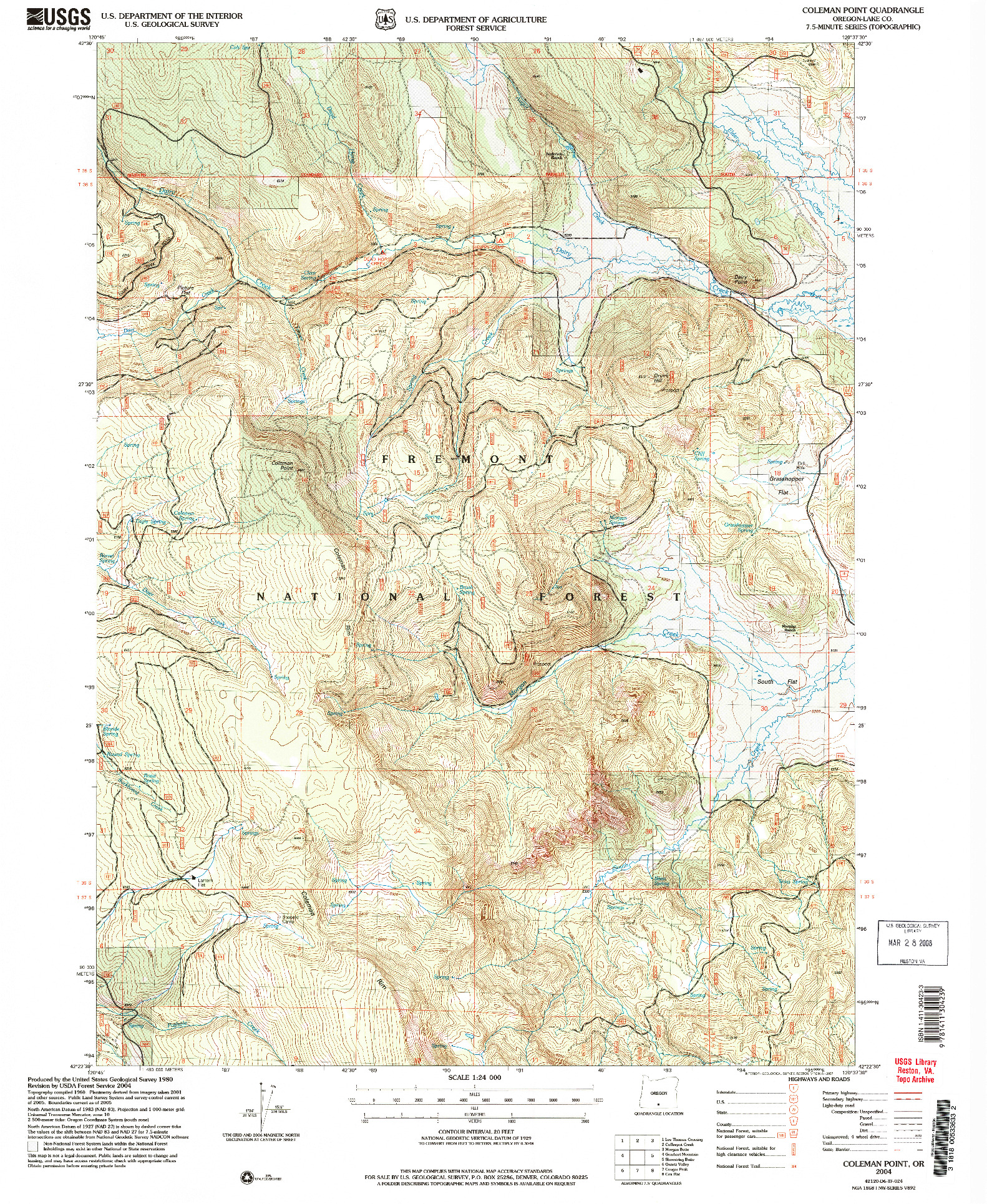 USGS 1:24000-SCALE QUADRANGLE FOR COLEMAN POINT, OR 2004