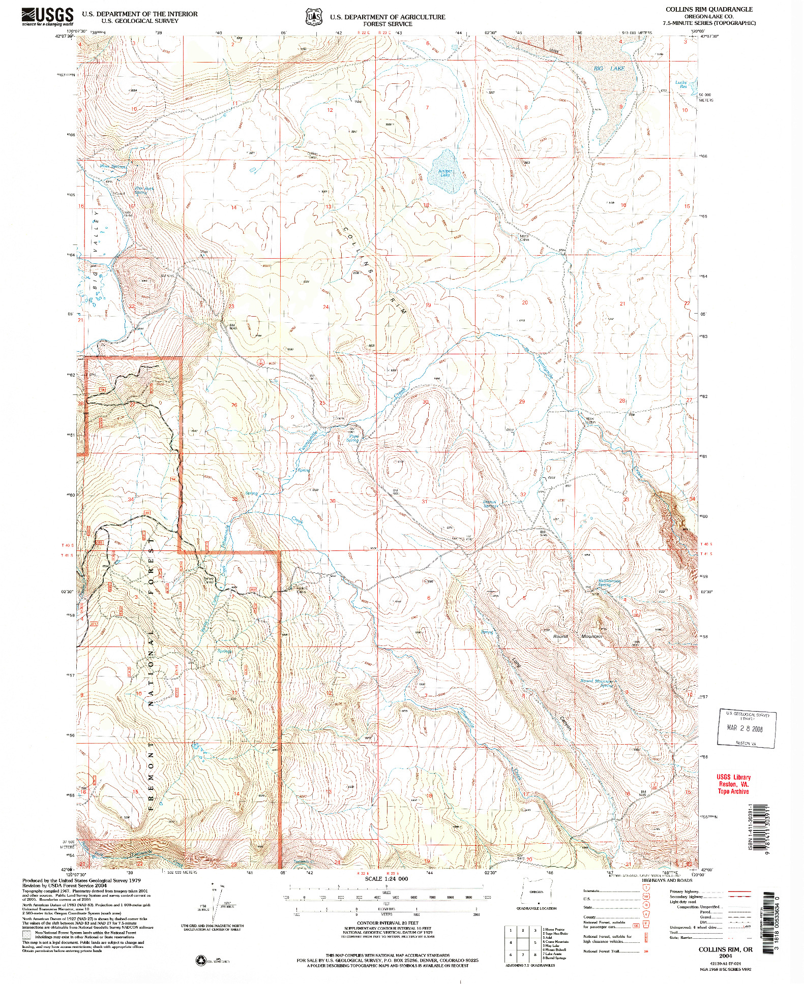 USGS 1:24000-SCALE QUADRANGLE FOR COLLINS RIM, OR 2004