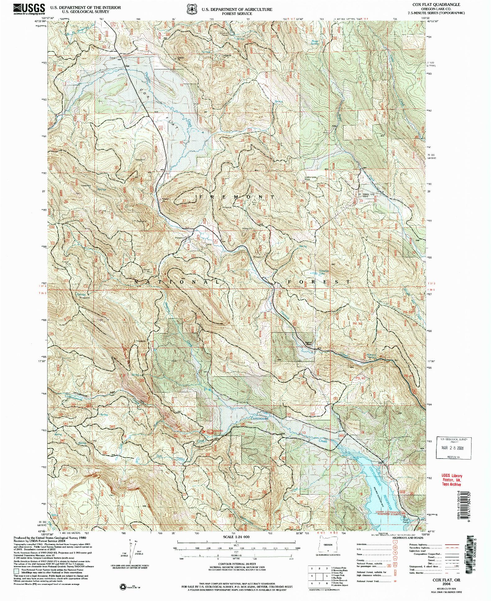 USGS 1:24000-SCALE QUADRANGLE FOR COX FLAT, OR 2004