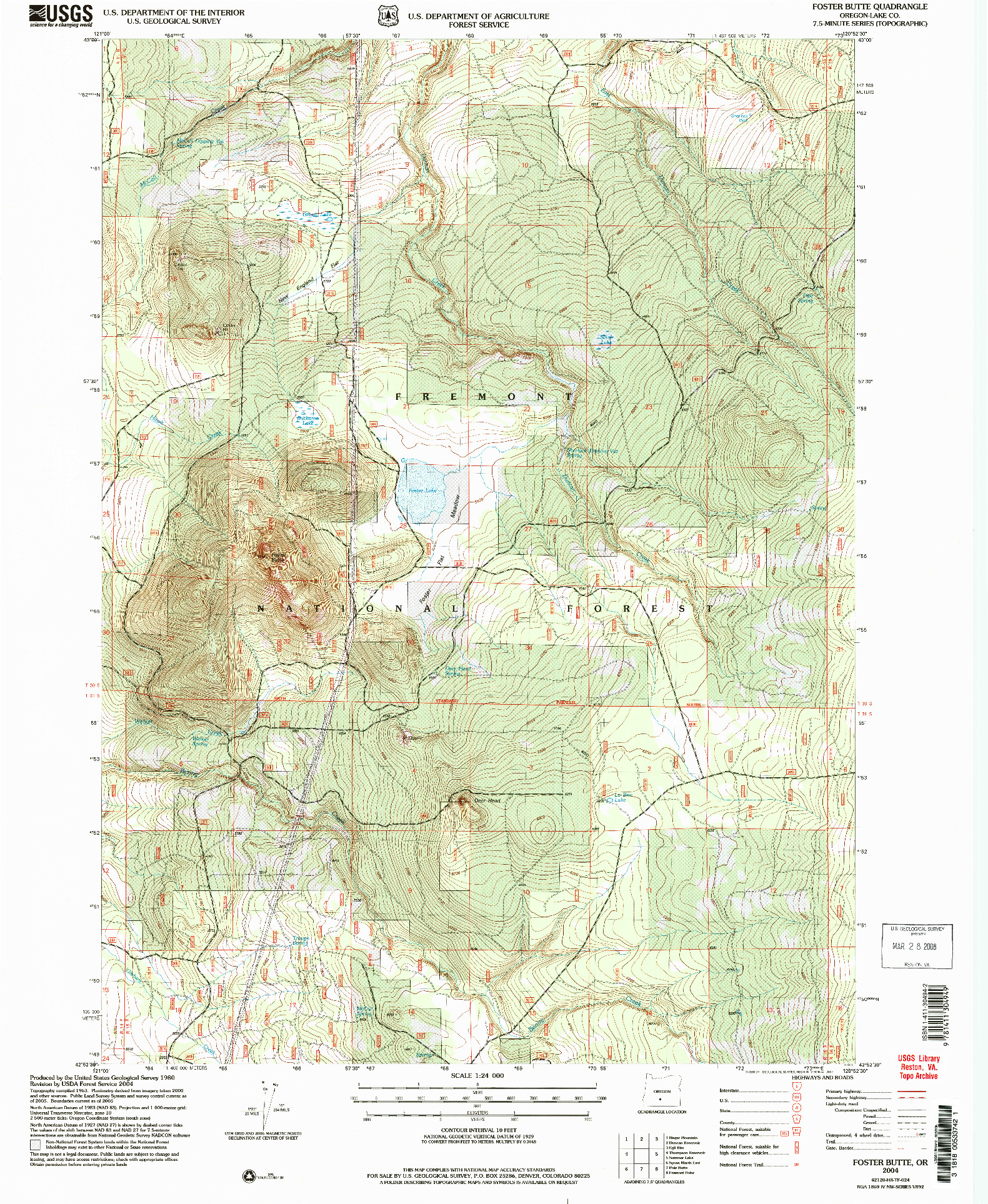 USGS 1:24000-SCALE QUADRANGLE FOR FOSTER BUTTE, OR 2004