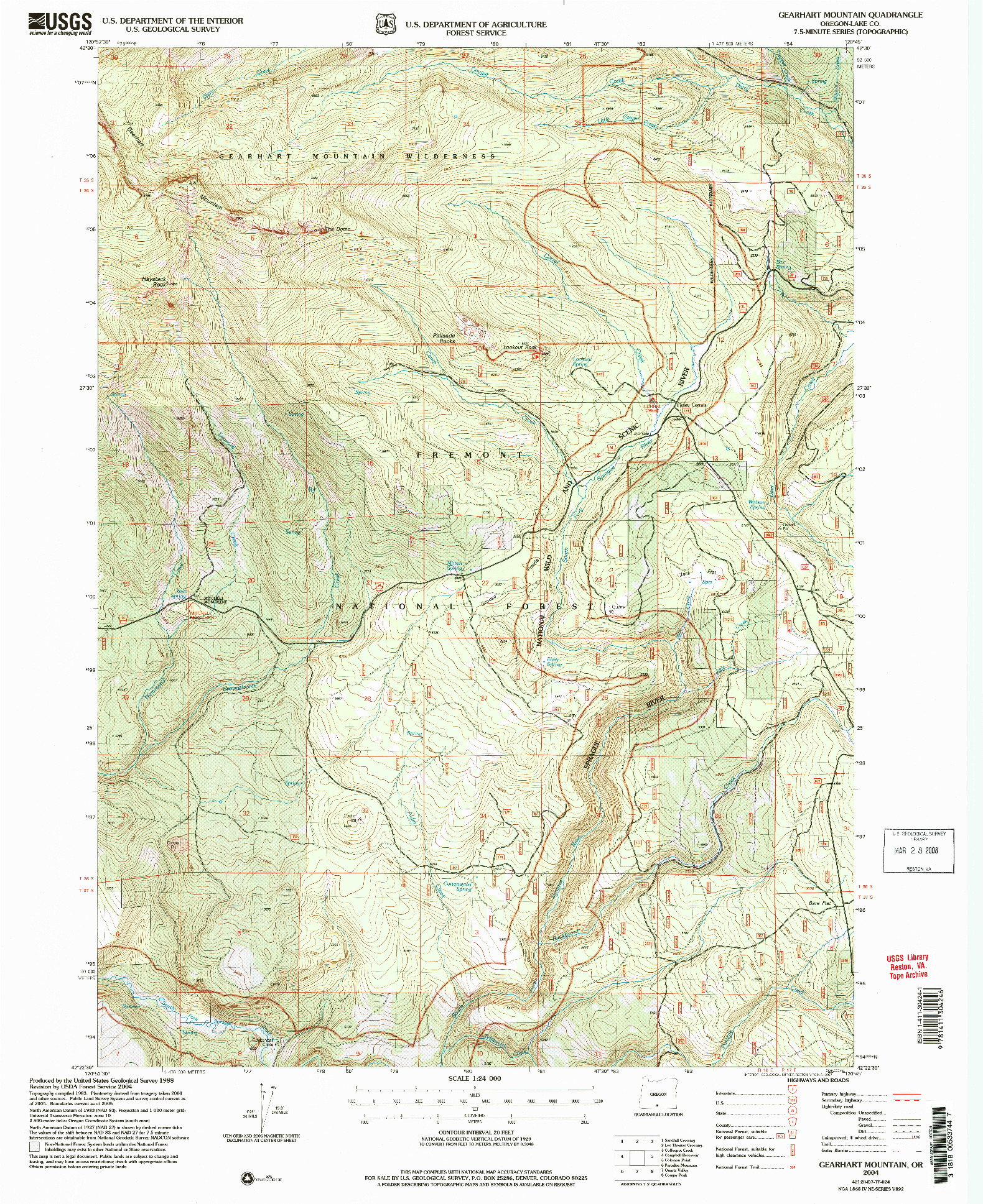 USGS 1:24000-SCALE QUADRANGLE FOR GEARHART MOUNTAIN, OR 2004