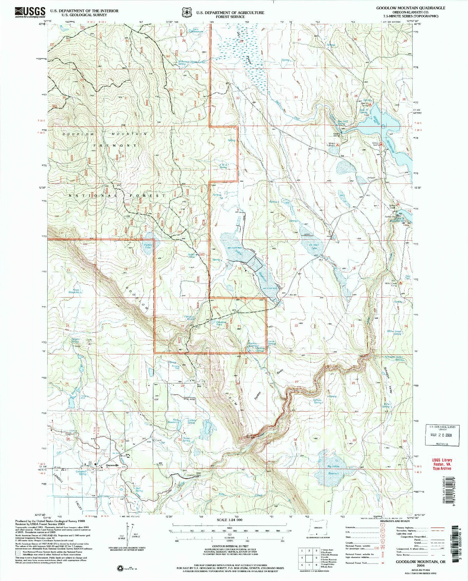 USGS 1:24000-SCALE QUADRANGLE FOR GOODLOW MOUNTAIN, OR 2004