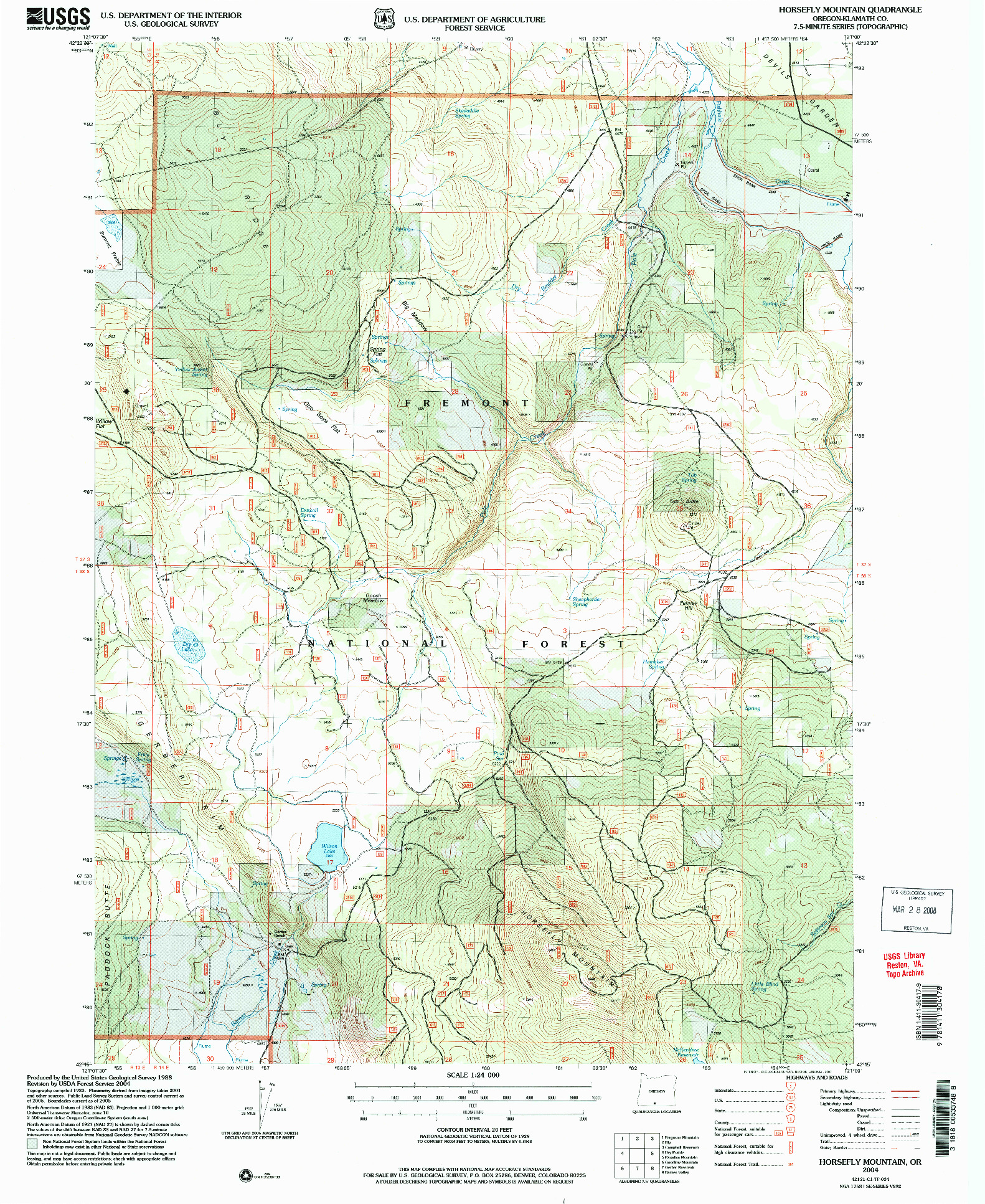 USGS 1:24000-SCALE QUADRANGLE FOR HORSEFLY MOUNTAIN, OR 2004