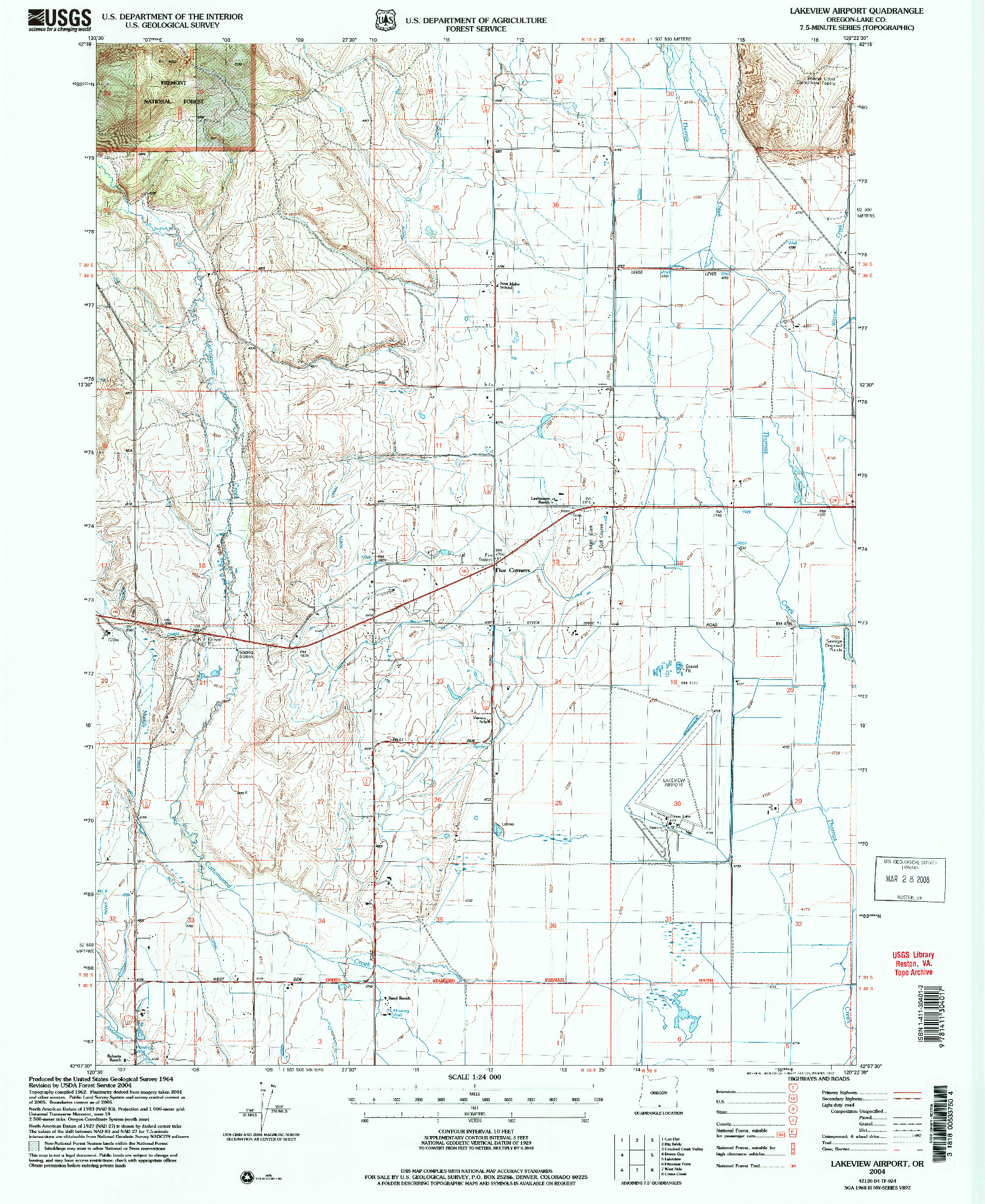 USGS 1:24000-SCALE QUADRANGLE FOR LAKEVIEW AIRPORT, OR 2004
