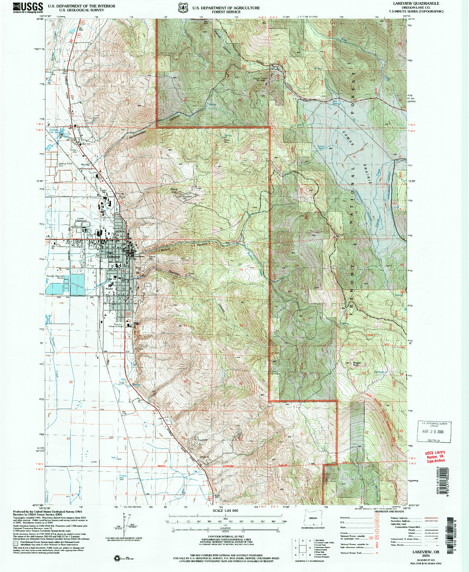 USGS 1:24000-SCALE QUADRANGLE FOR LAKEVIEW, OR 2004
