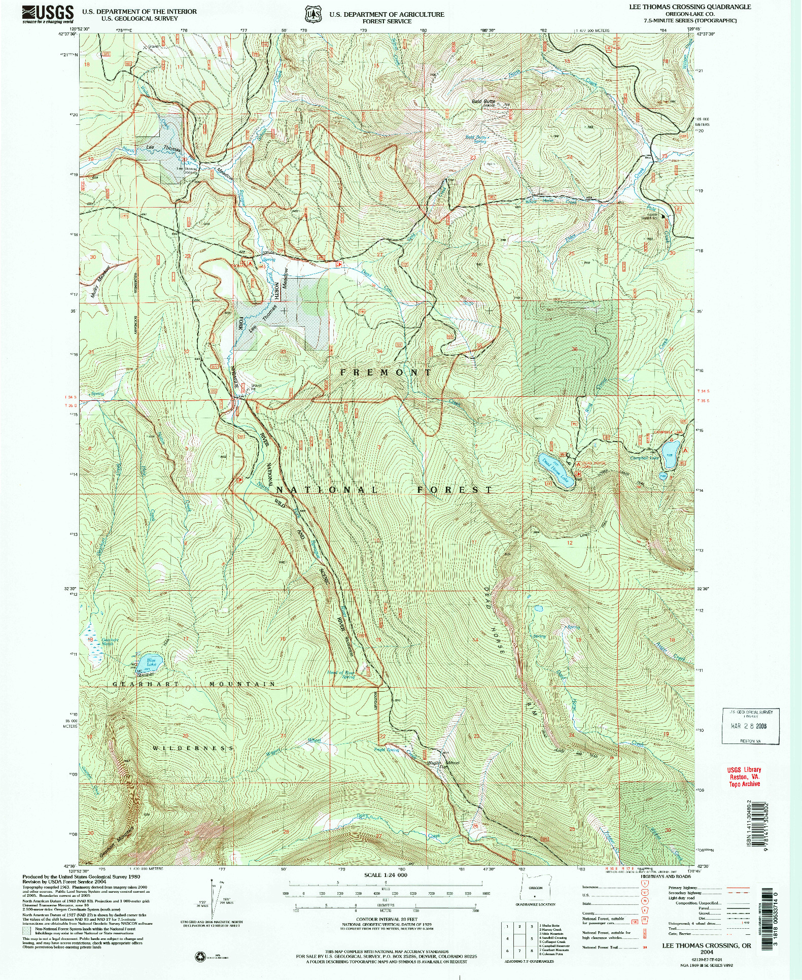 USGS 1:24000-SCALE QUADRANGLE FOR LEE THOMAS CROSSING, OR 2004