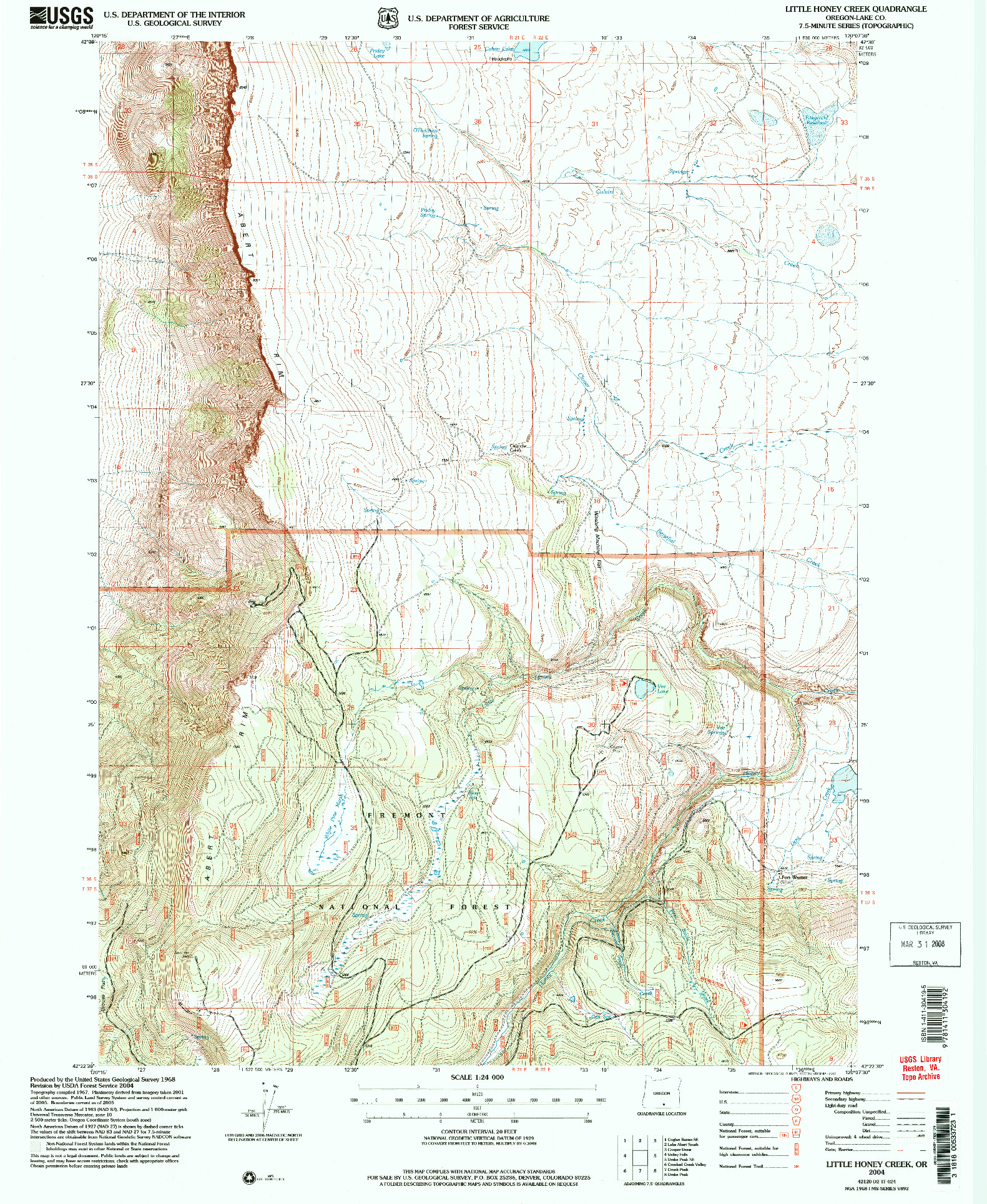 USGS 1:24000-SCALE QUADRANGLE FOR LITTLE HONEY CREEK, OR 2004