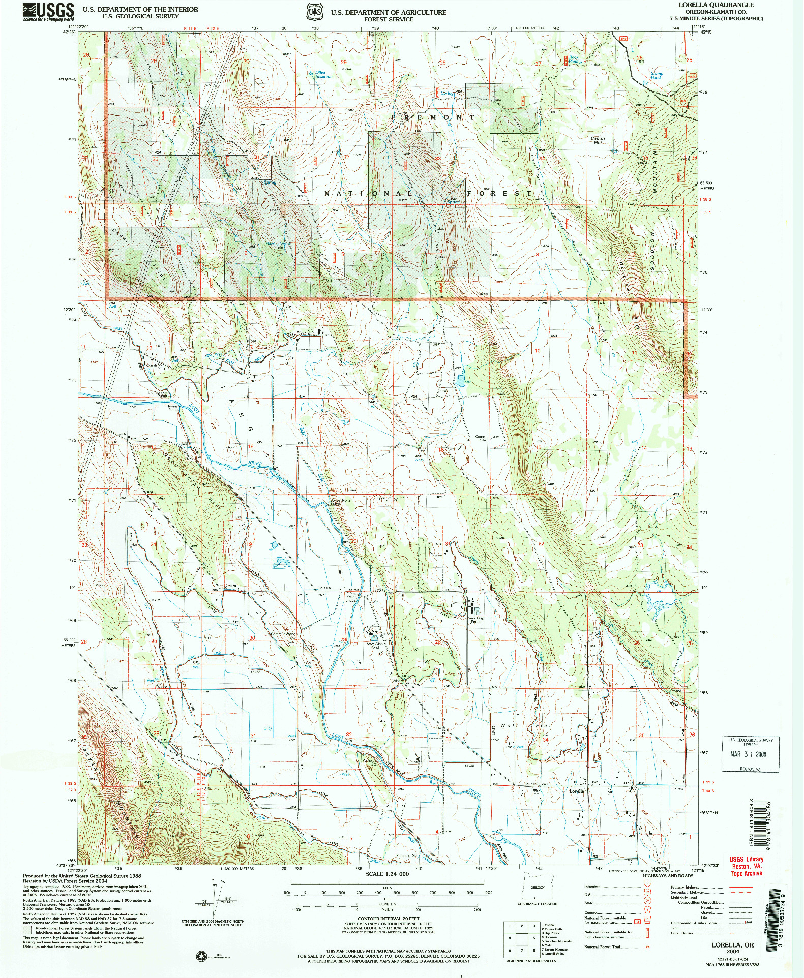 USGS 1:24000-SCALE QUADRANGLE FOR LORELLA, OR 2004