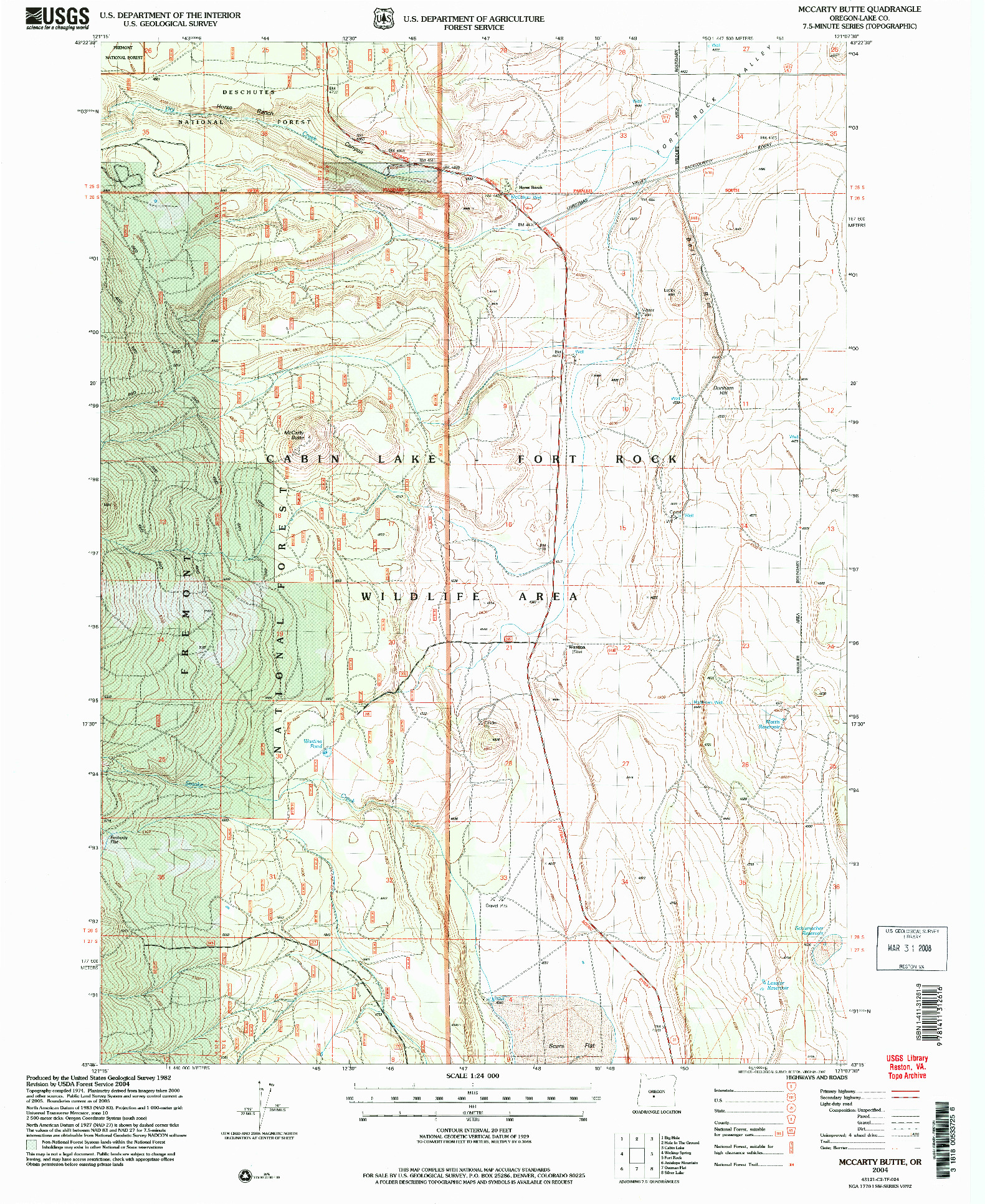 USGS 1:24000-SCALE QUADRANGLE FOR MC CARTY BUTTE, OR 2004