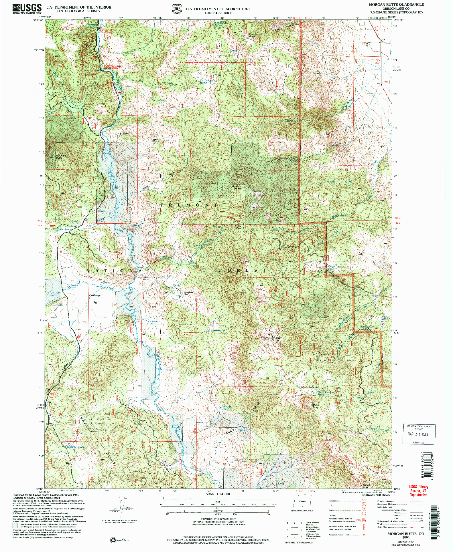 USGS 1:24000-SCALE QUADRANGLE FOR MORGAN BUTTE, OR 2004
