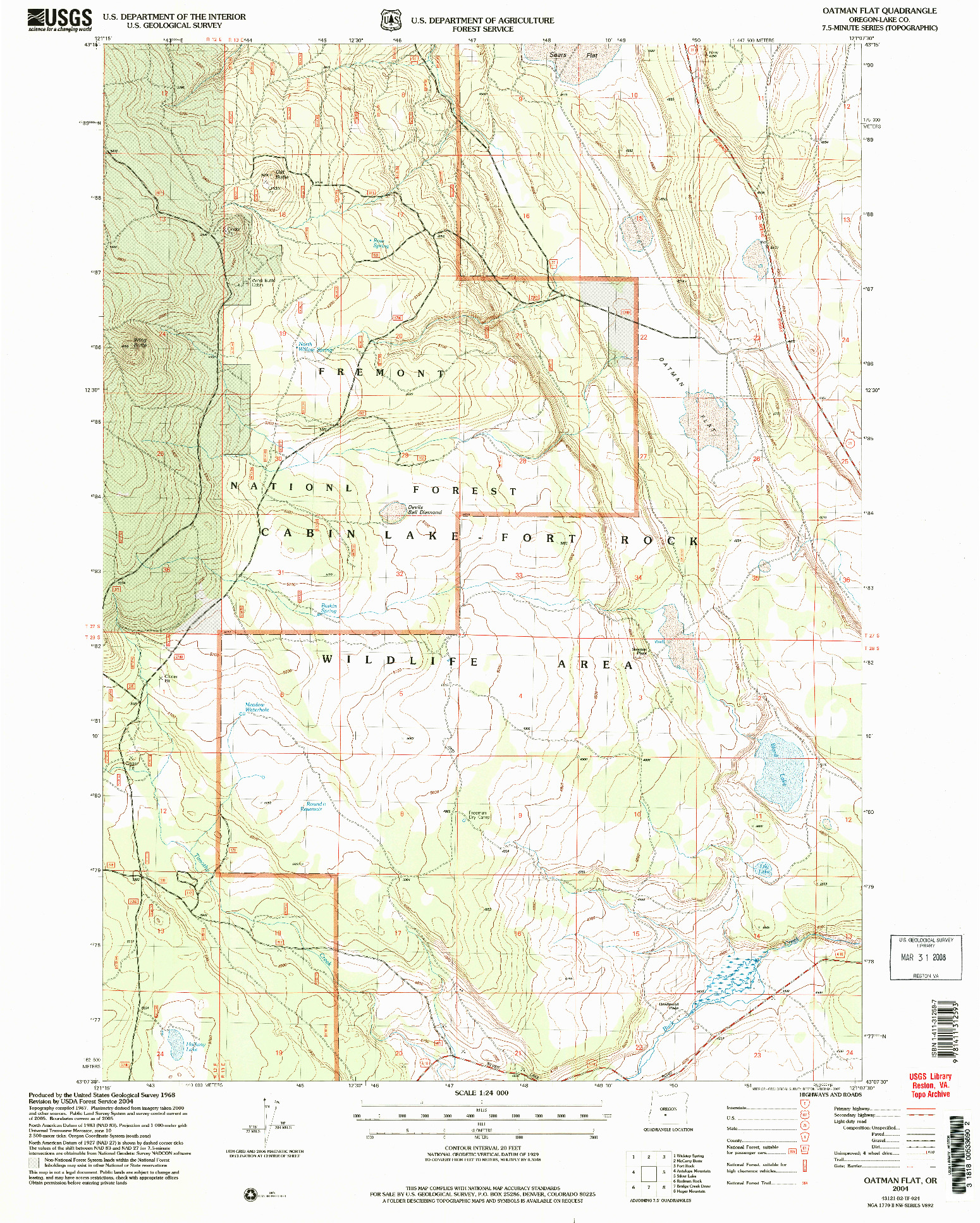USGS 1:24000-SCALE QUADRANGLE FOR OATMAN FLAT, OR 2004