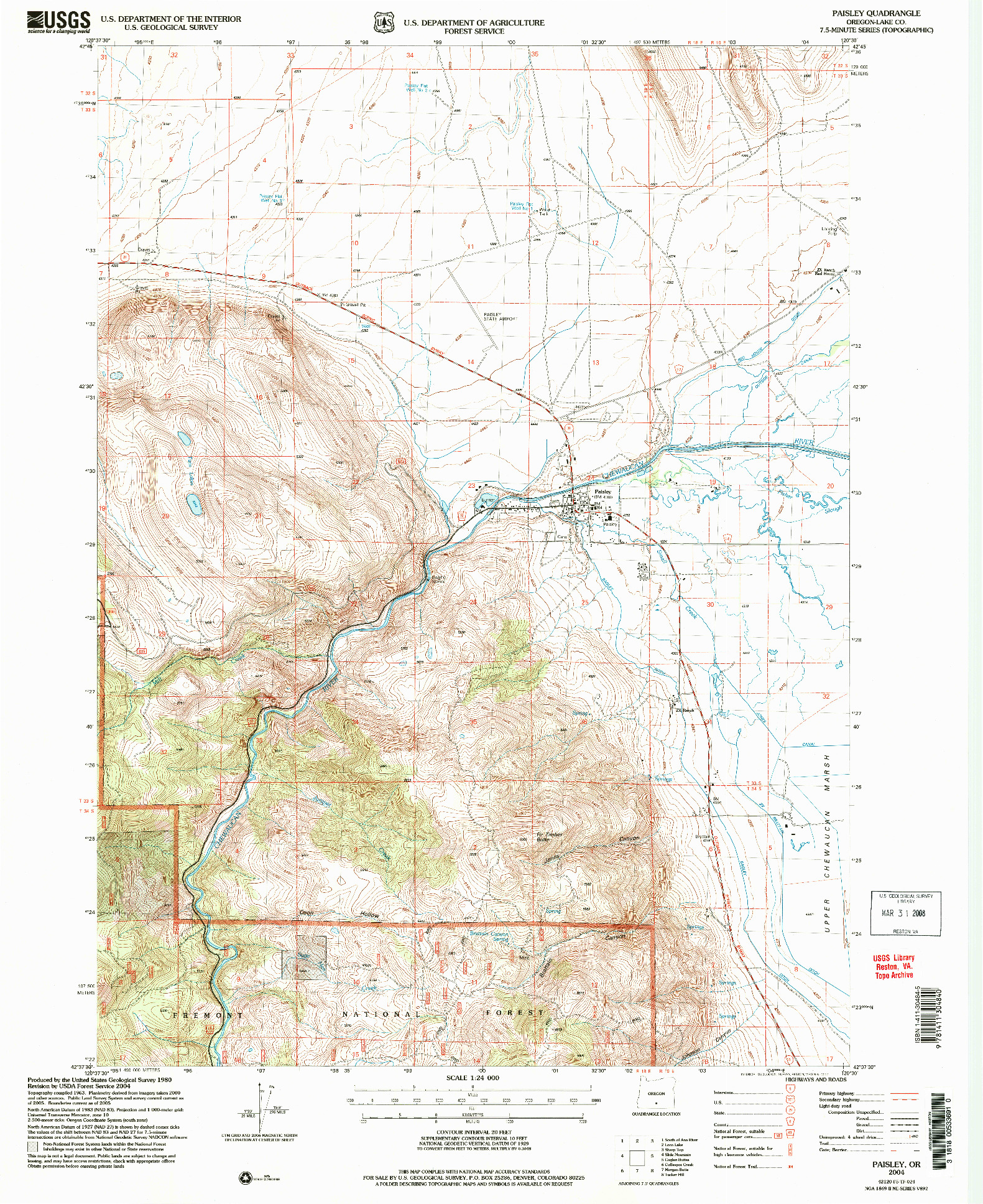 USGS 1:24000-SCALE QUADRANGLE FOR PAISLEY, OR 2004