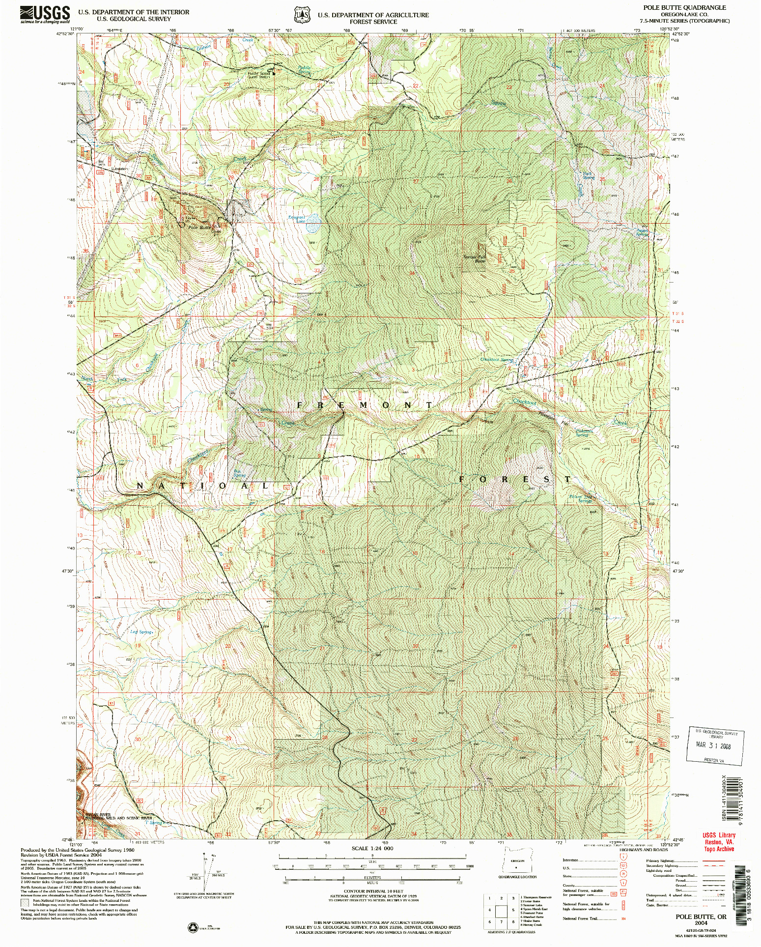 USGS 1:24000-SCALE QUADRANGLE FOR POLE BUTTE, OR 2004