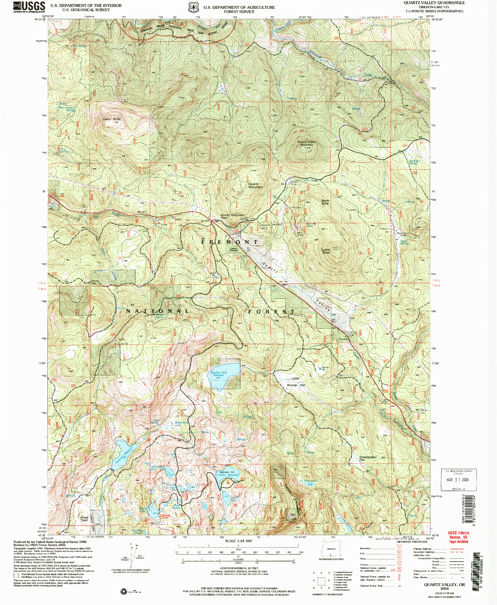 USGS 1:24000-SCALE QUADRANGLE FOR QUARTZ VALLEY, OR 2004