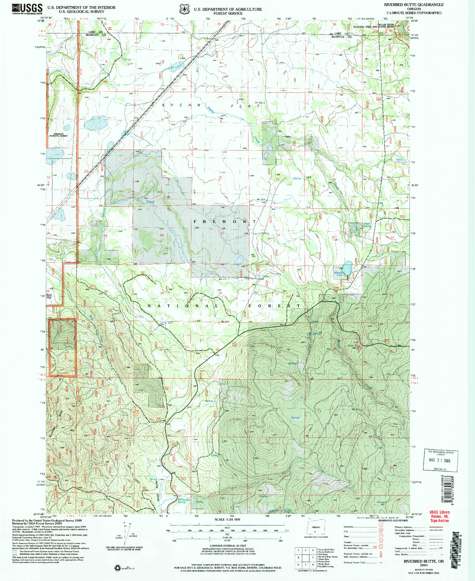 USGS 1:24000-SCALE QUADRANGLE FOR RIVERBED BUTTE, OR 2004
