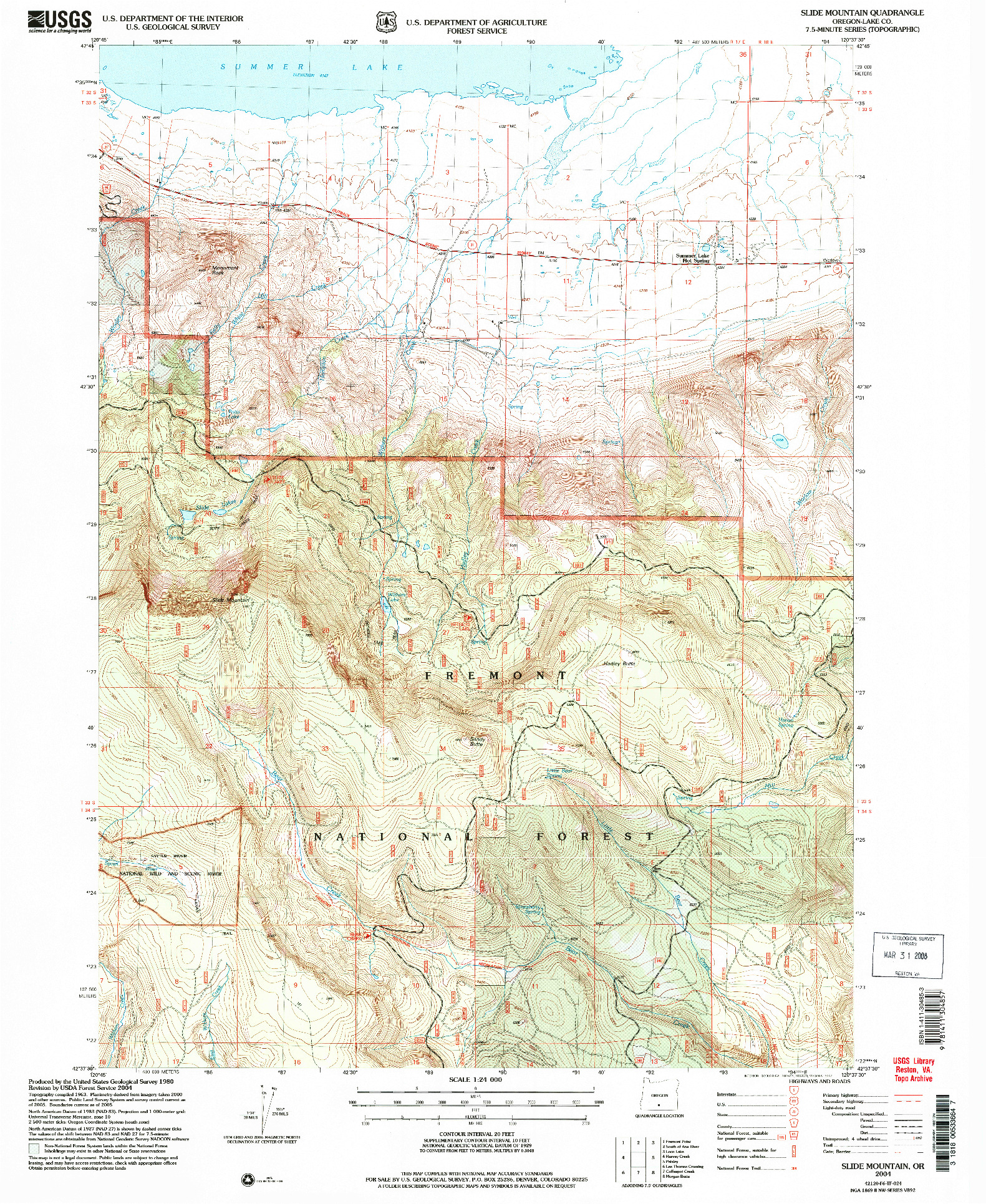 USGS 1:24000-SCALE QUADRANGLE FOR SLIDE MOUNTAIN, OR 2004