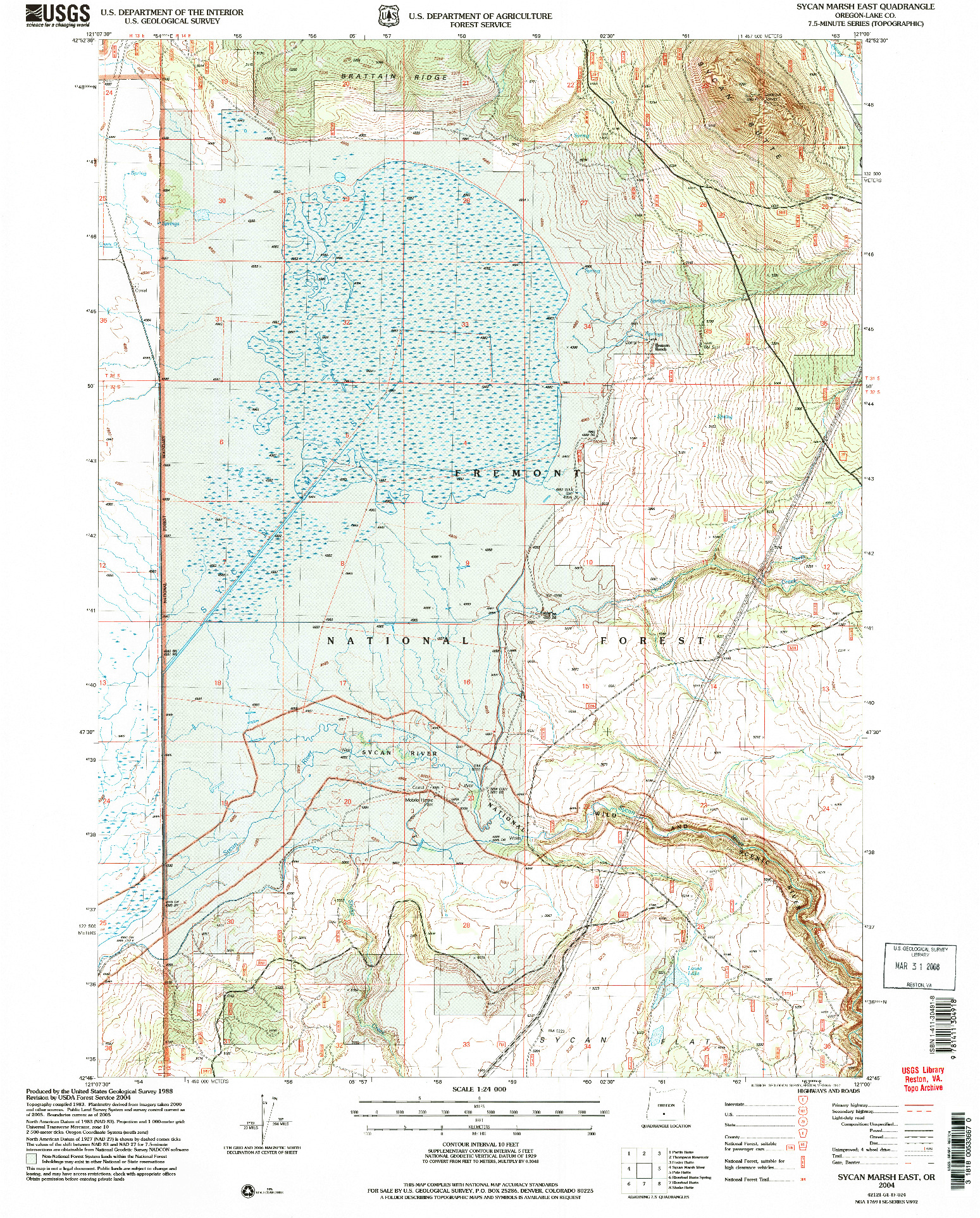 USGS 1:24000-SCALE QUADRANGLE FOR SYCAN MARSH EAST, OR 2004