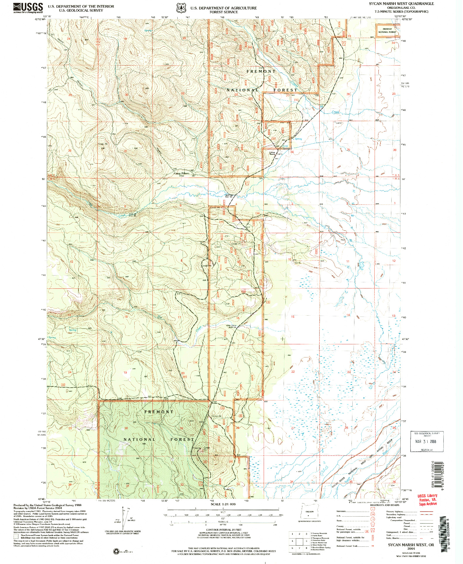 USGS 1:24000-SCALE QUADRANGLE FOR SYCAN MARSH WEST, OR 2004
