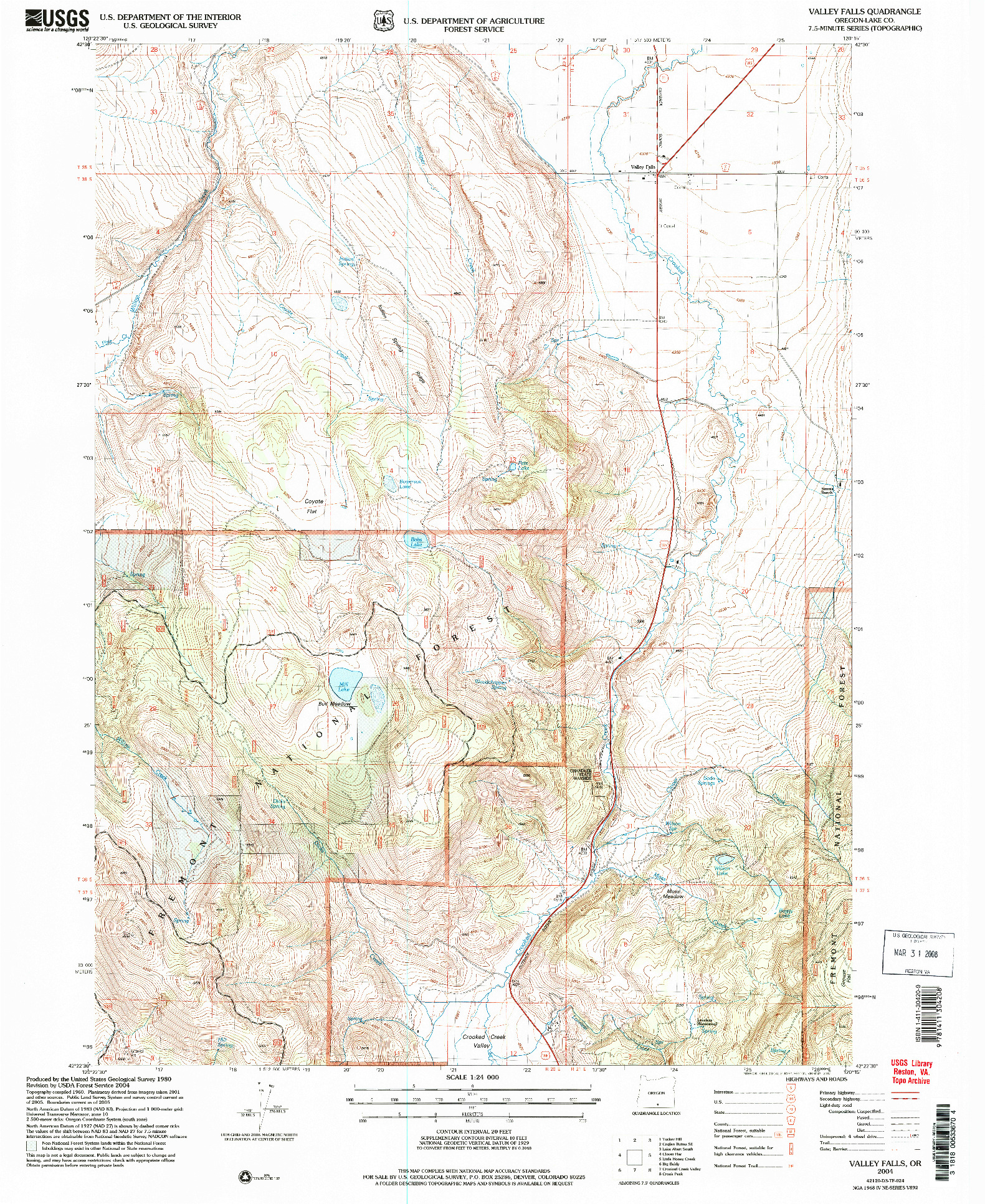 USGS 1:24000-SCALE QUADRANGLE FOR VALLEY FALLS, OR 2004