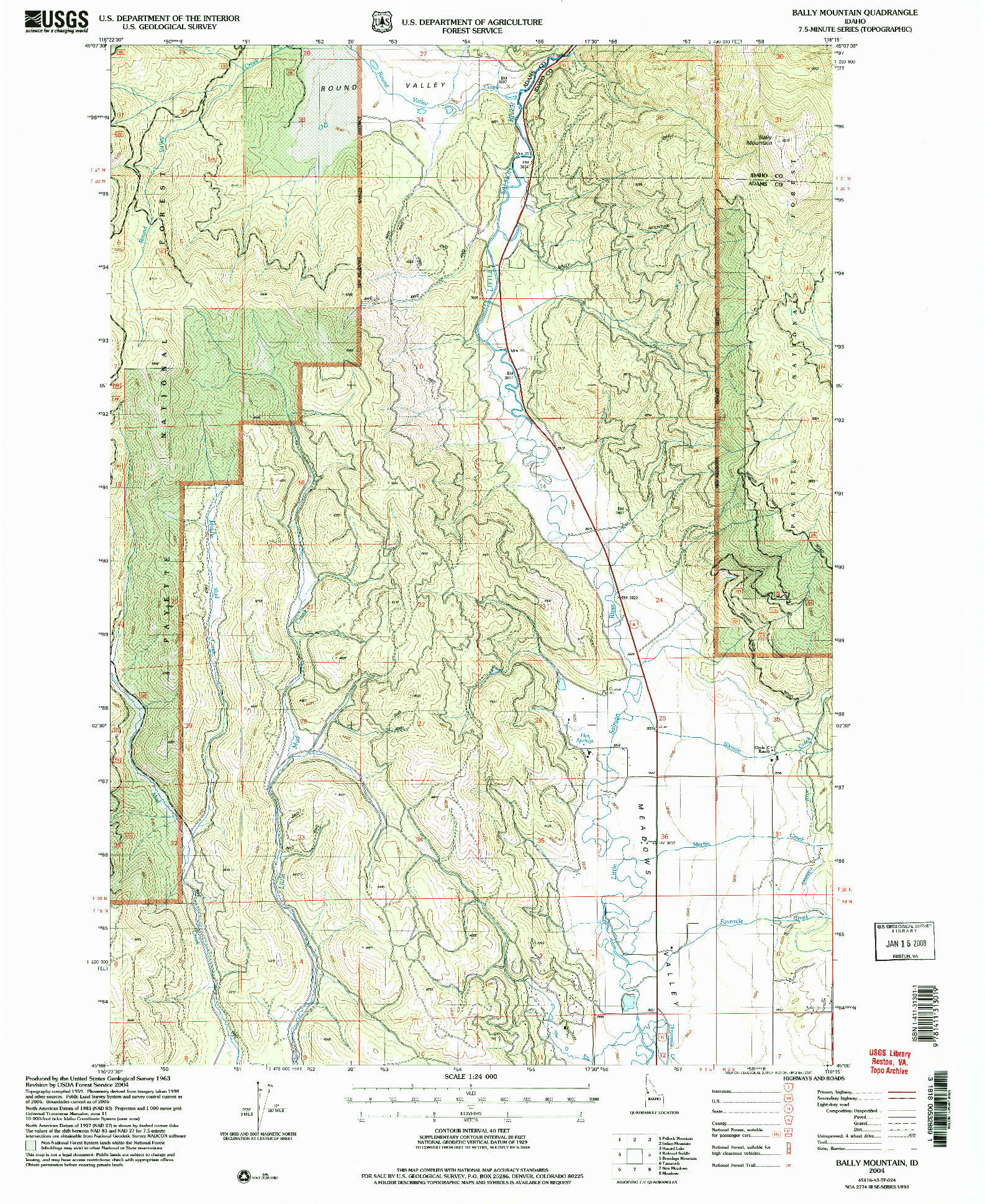 USGS 1:24000-SCALE QUADRANGLE FOR BALLY MOUNTAIN, ID 2004