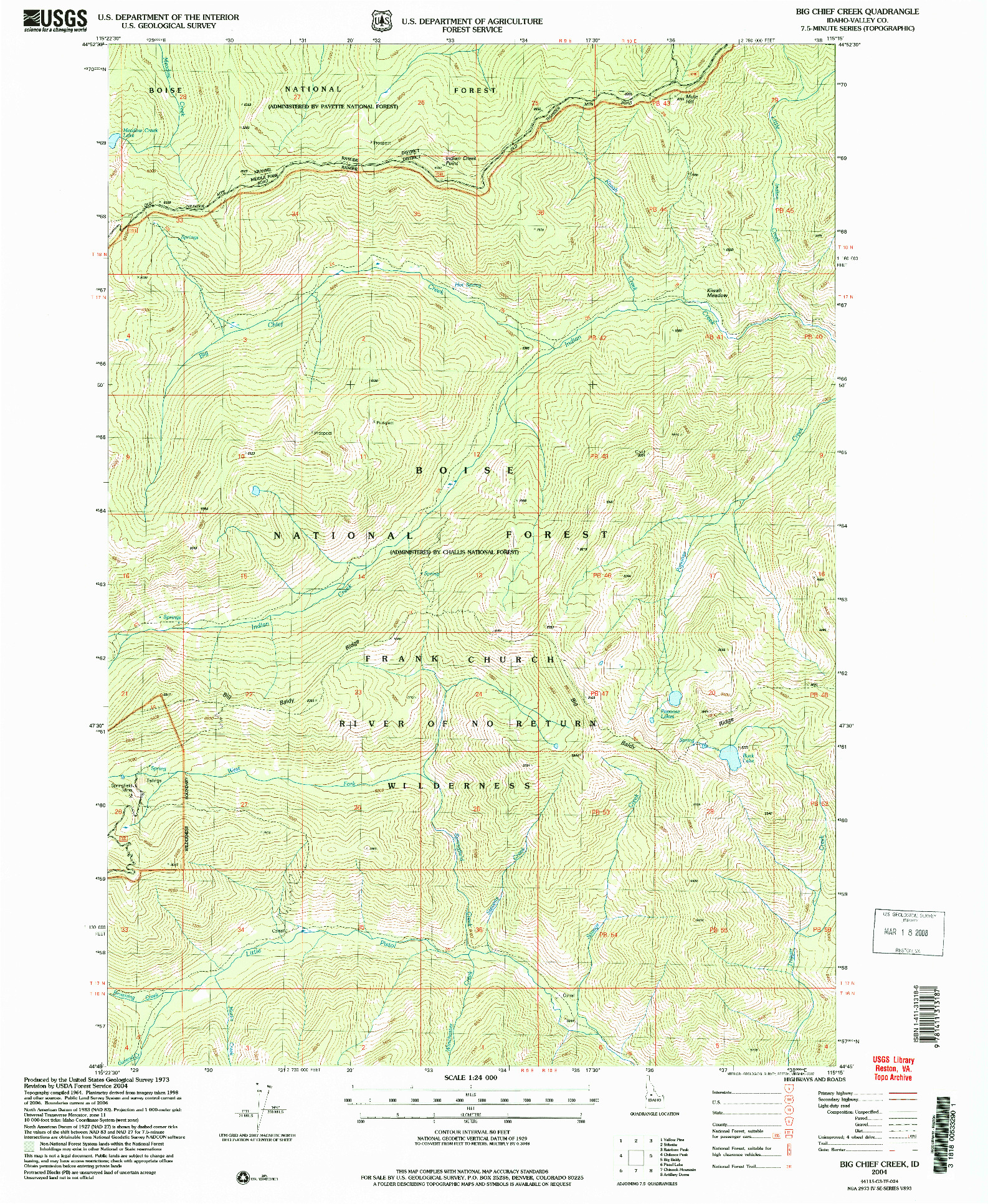 USGS 1:24000-SCALE QUADRANGLE FOR BIG CHIEF CREEK, ID 2004