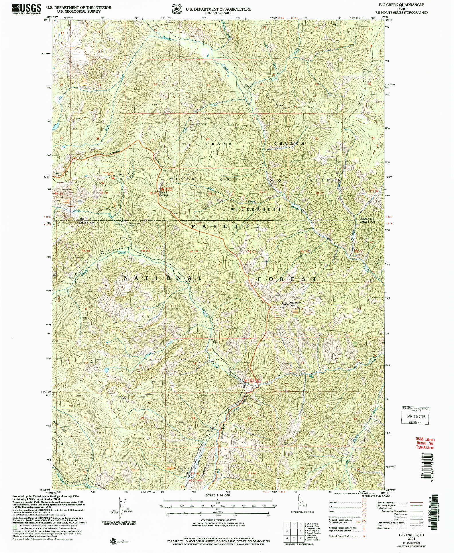 USGS 1:24000-SCALE QUADRANGLE FOR BIG CREEK, ID 2004