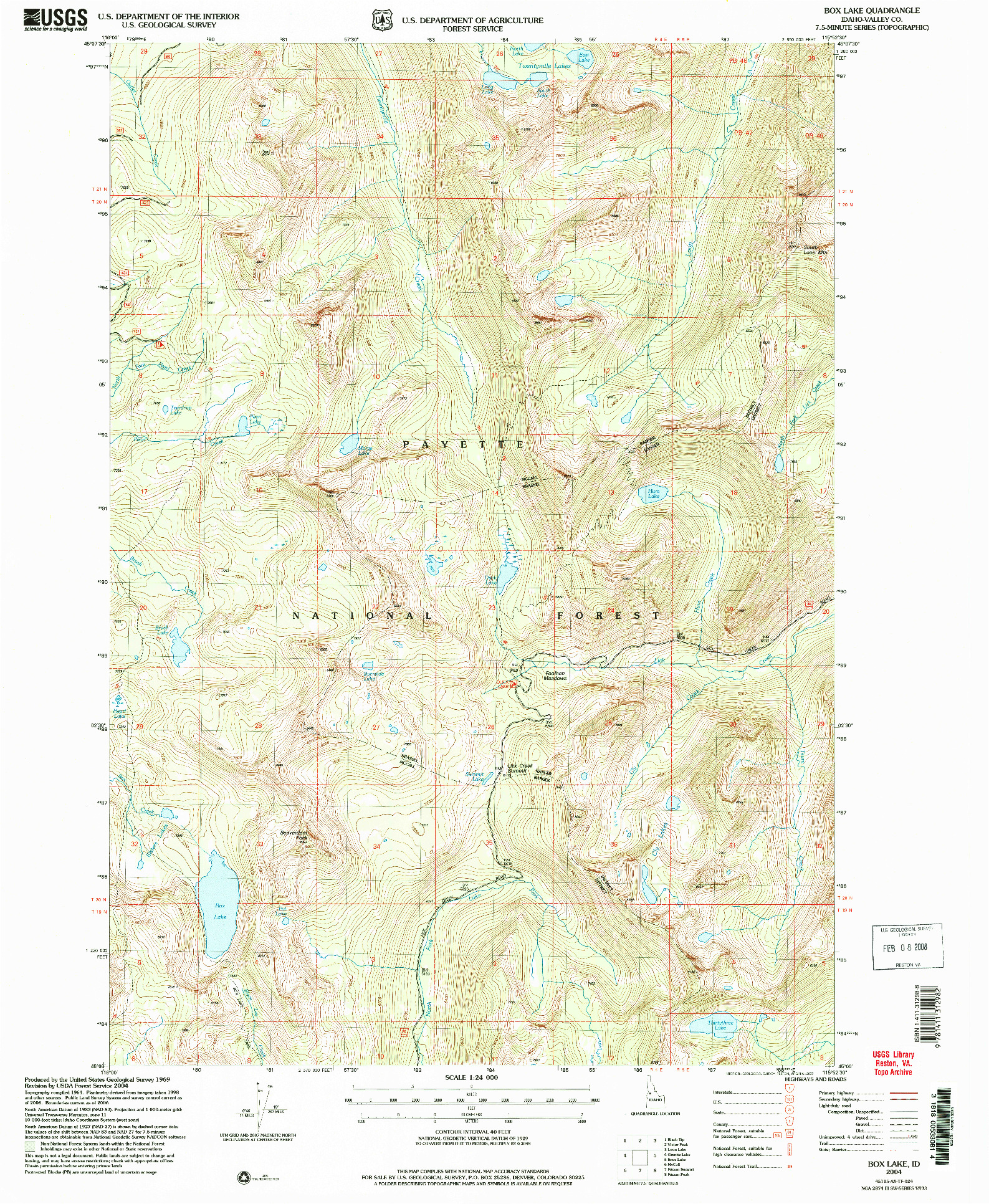 USGS 1:24000-SCALE QUADRANGLE FOR BOX LAKE, ID 2004