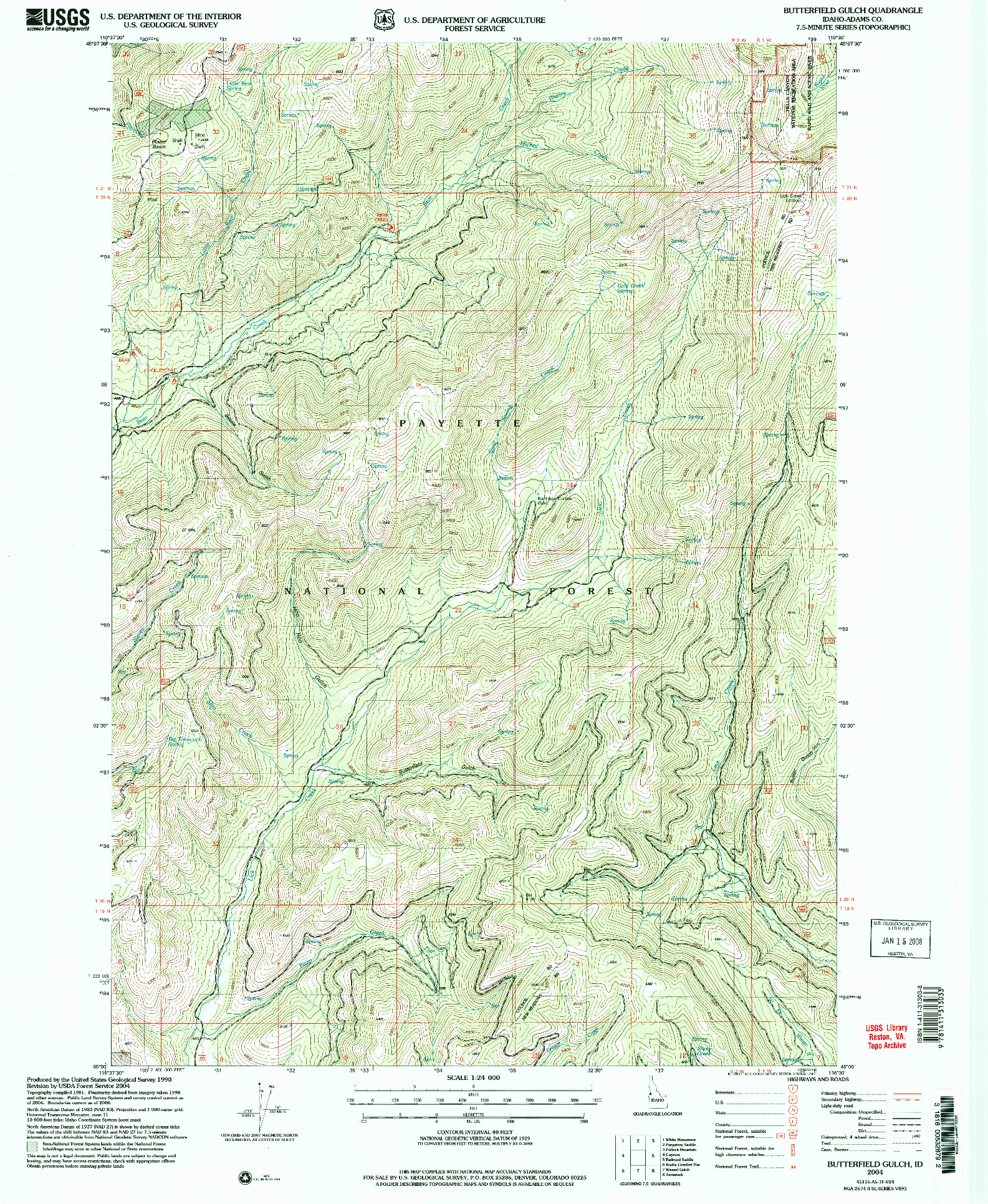 USGS 1:24000-SCALE QUADRANGLE FOR BUTTERFIELD GULCH, ID 2004