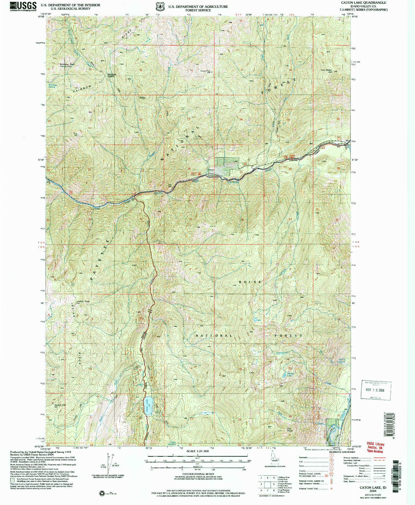 USGS 1:24000-SCALE QUADRANGLE FOR CATON LAKE, ID 2004