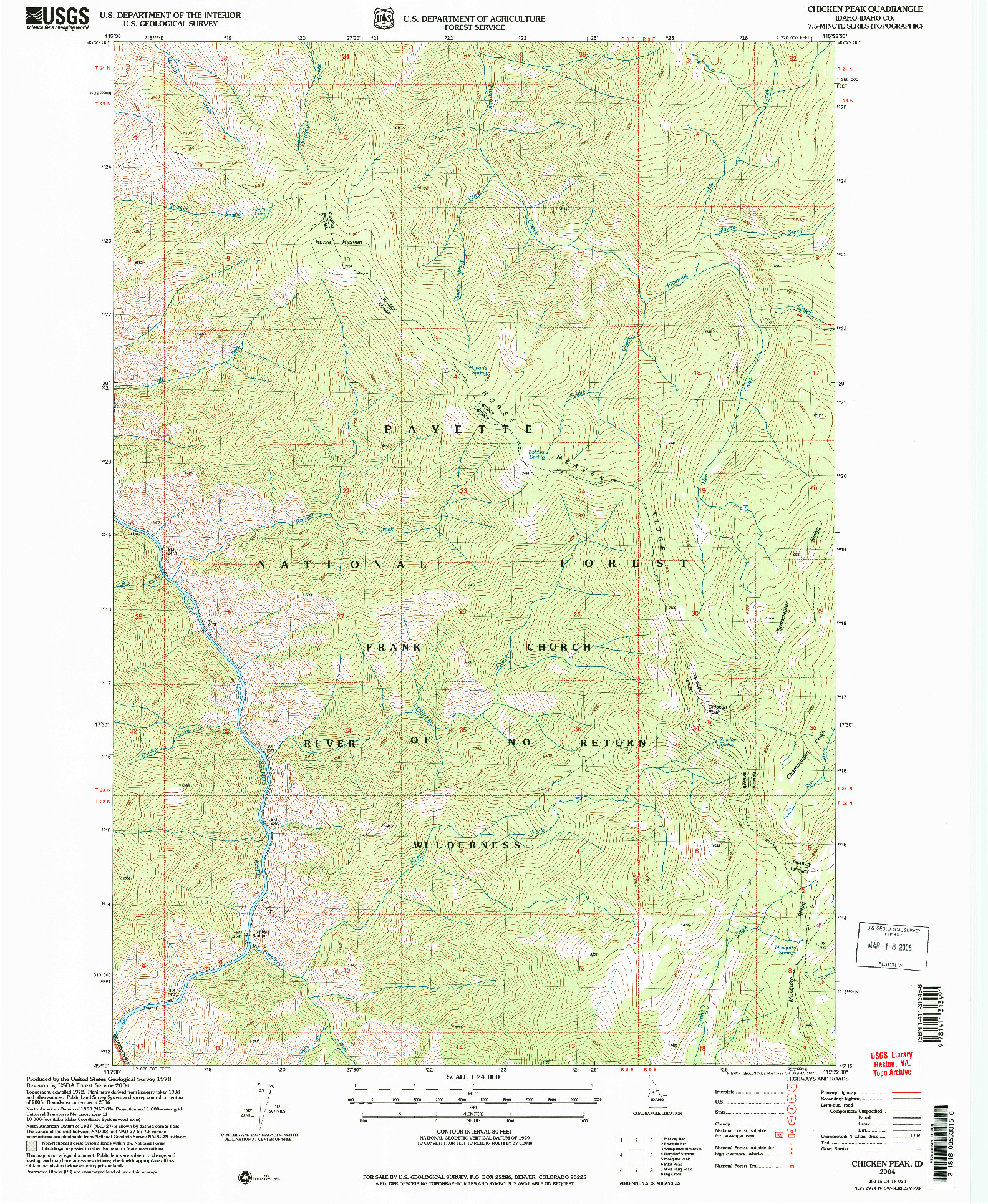 USGS 1:24000-SCALE QUADRANGLE FOR CHICKEN PEAK, ID 2004