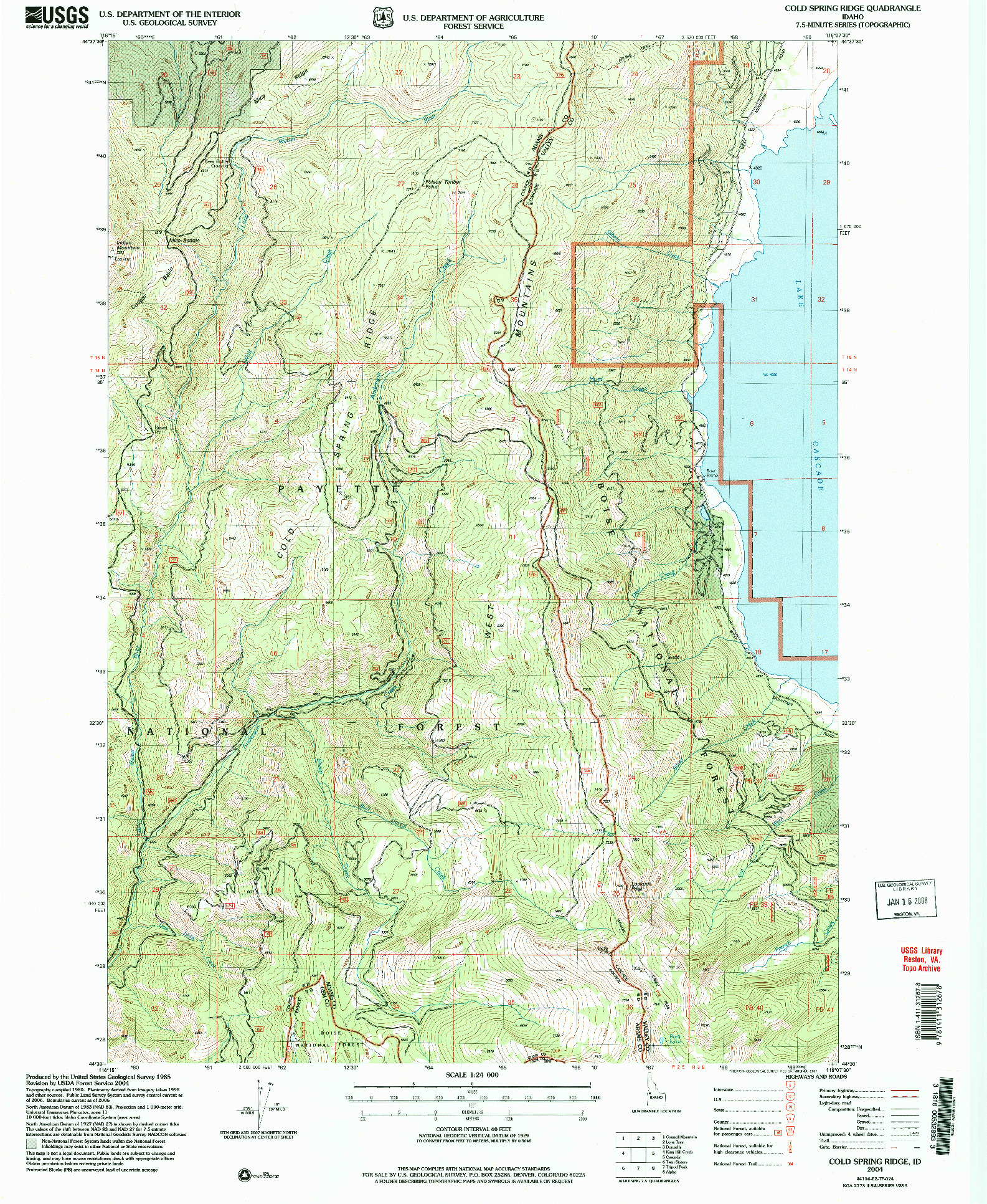 USGS 1:24000-SCALE QUADRANGLE FOR COLD SPRING RIDGE, ID 2004