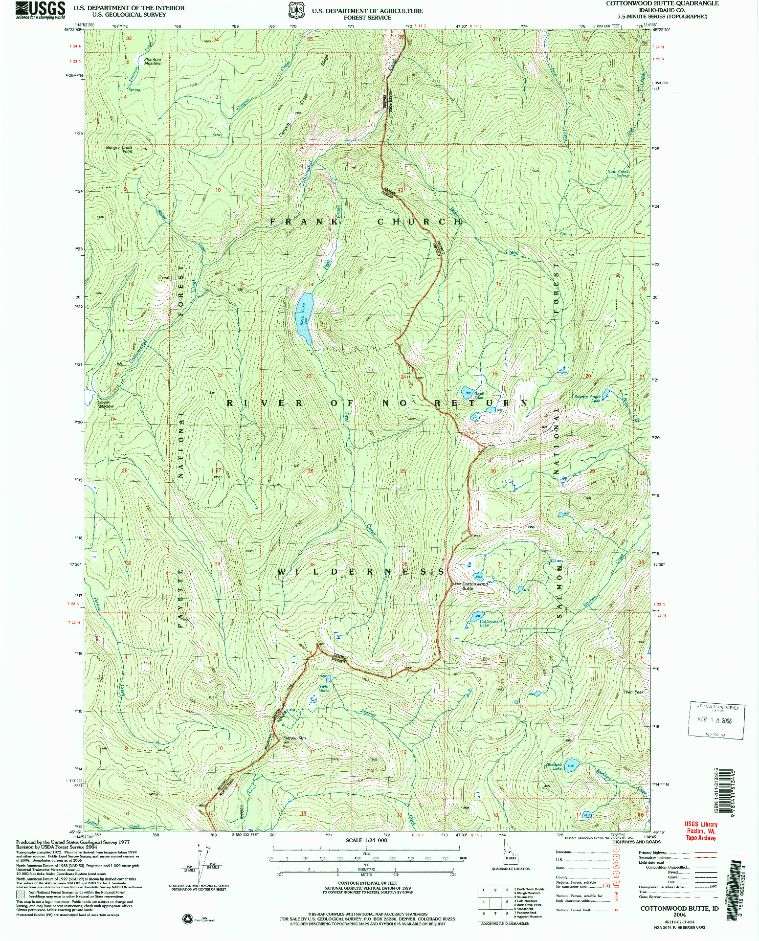 USGS 1:24000-SCALE QUADRANGLE FOR COTTONWOOD BUTTE, ID 2004