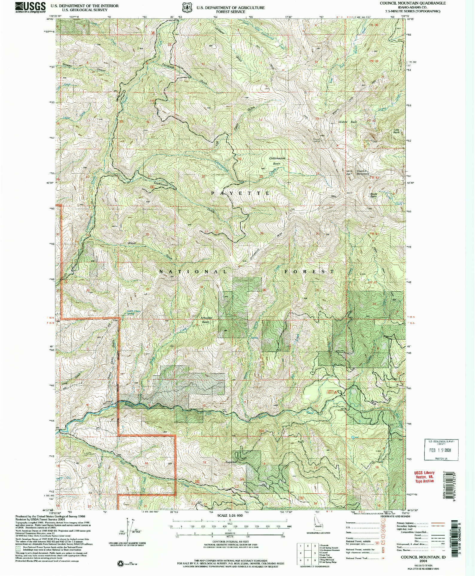 USGS 1:24000-SCALE QUADRANGLE FOR COUNCIL MOUNTAIN, ID 2004