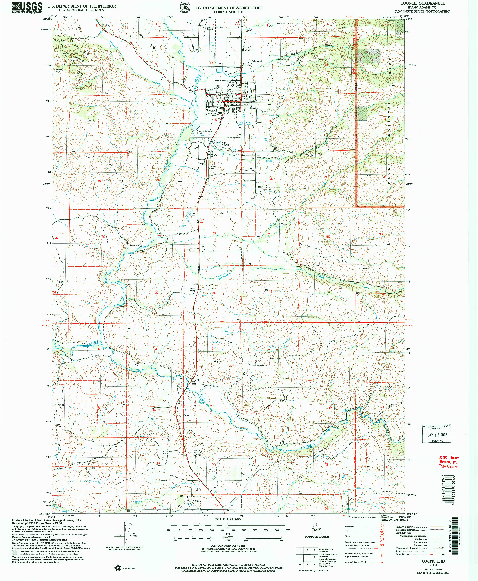 USGS 1:24000-SCALE QUADRANGLE FOR COUNCIL, ID 2004