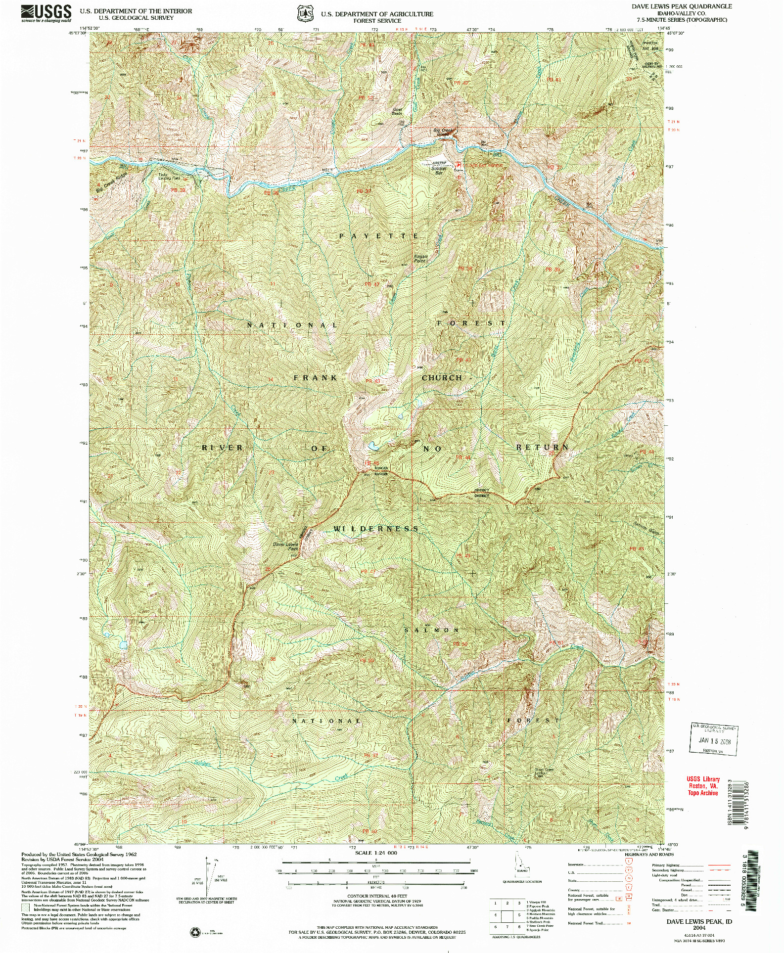 USGS 1:24000-SCALE QUADRANGLE FOR DAVE LEWIS PEAK, ID 2004
