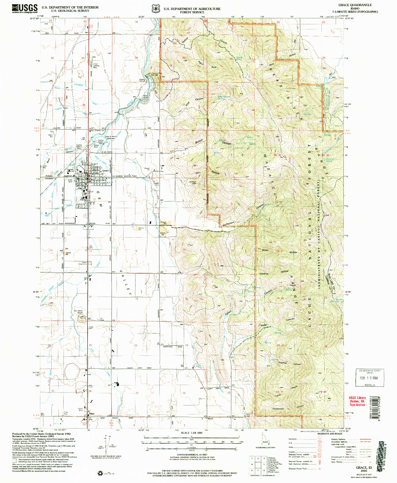 USGS 1:24000-SCALE QUADRANGLE FOR GRACE, ID 2005