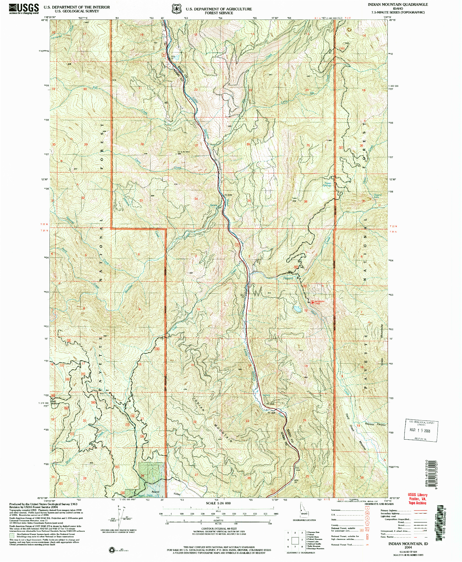 USGS 1:24000-SCALE QUADRANGLE FOR INDIAN MOUNTAIN, ID 2004