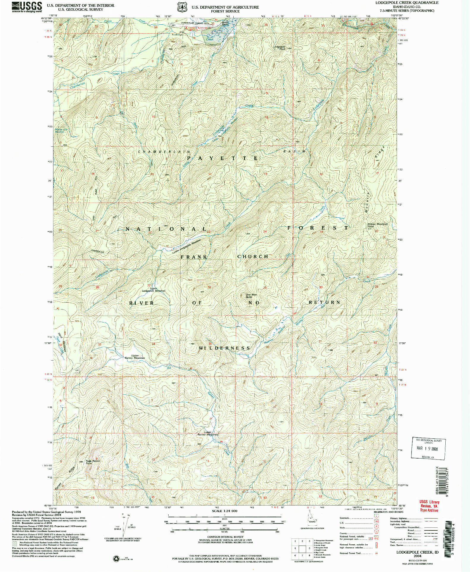USGS 1:24000-SCALE QUADRANGLE FOR LODGEPOLE CREEK, ID 2004