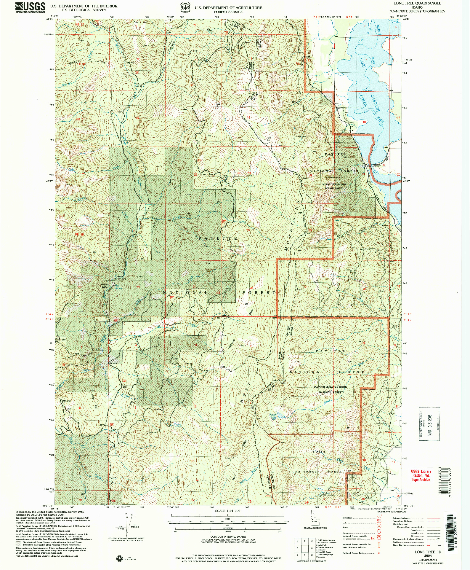 USGS 1:24000-SCALE QUADRANGLE FOR LONE TREE, ID 2004