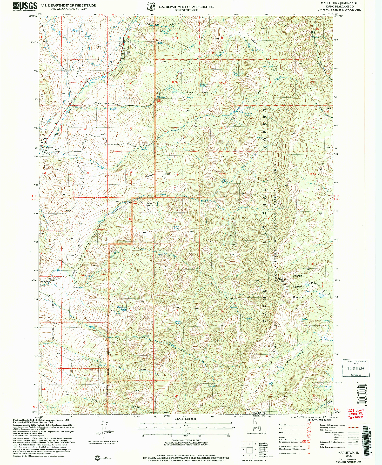 USGS 1:24000-SCALE QUADRANGLE FOR MAPLETON, ID 2005