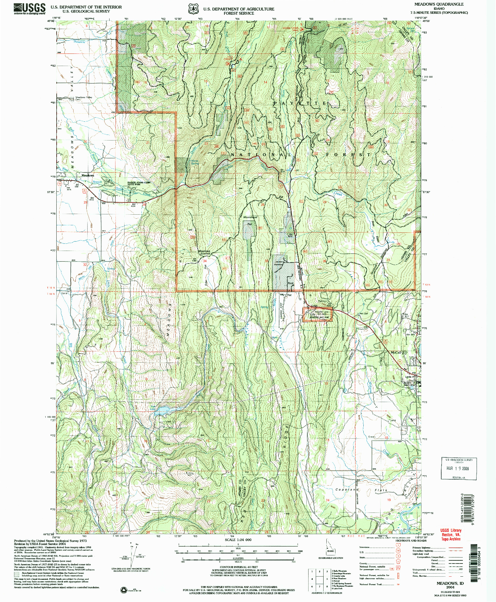 USGS 1:24000-SCALE QUADRANGLE FOR MEADOWS, ID 2004