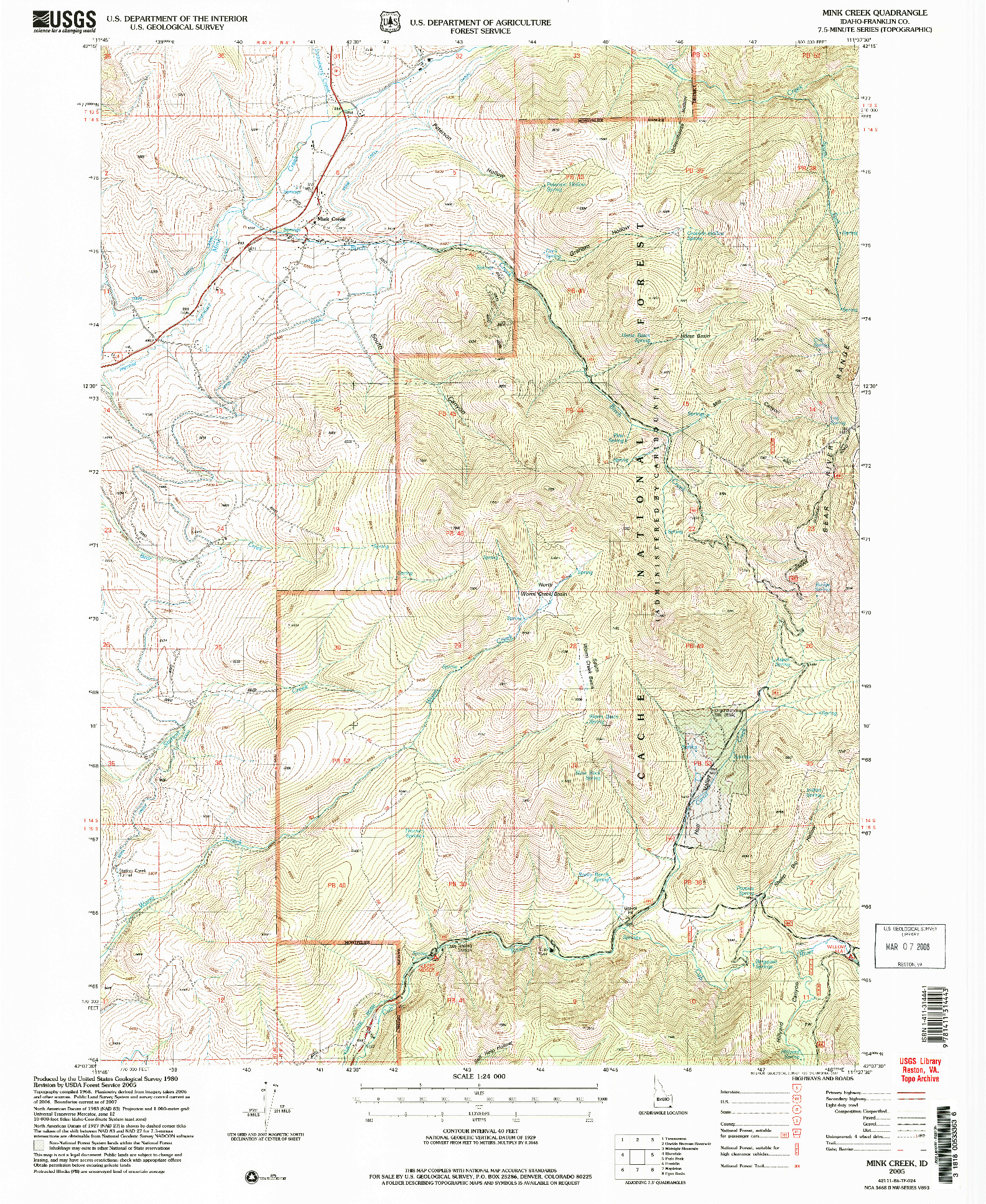 USGS 1:24000-SCALE QUADRANGLE FOR MINK CREEK, ID 2005