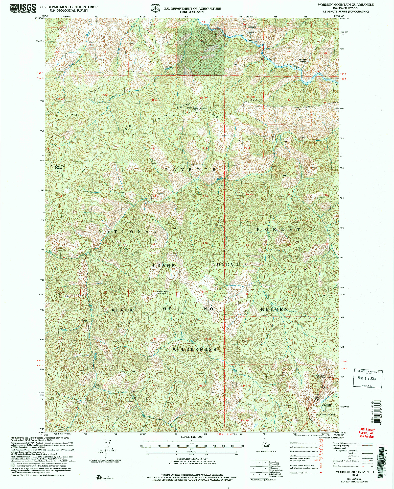 USGS 1:24000-SCALE QUADRANGLE FOR MORMON MOUNTAIN, ID 2004