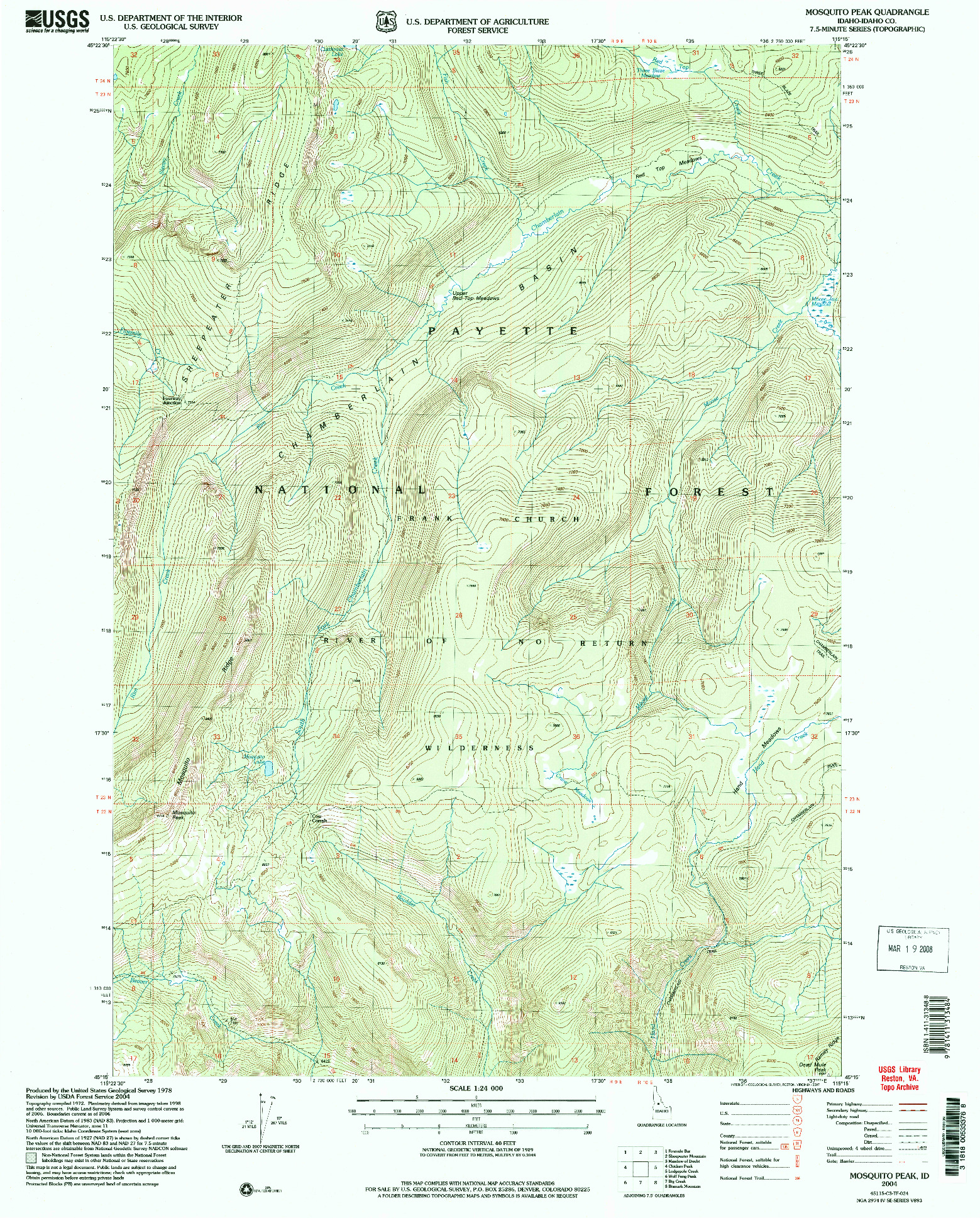 USGS 1:24000-SCALE QUADRANGLE FOR MOSQUITO PEAK, ID 2004