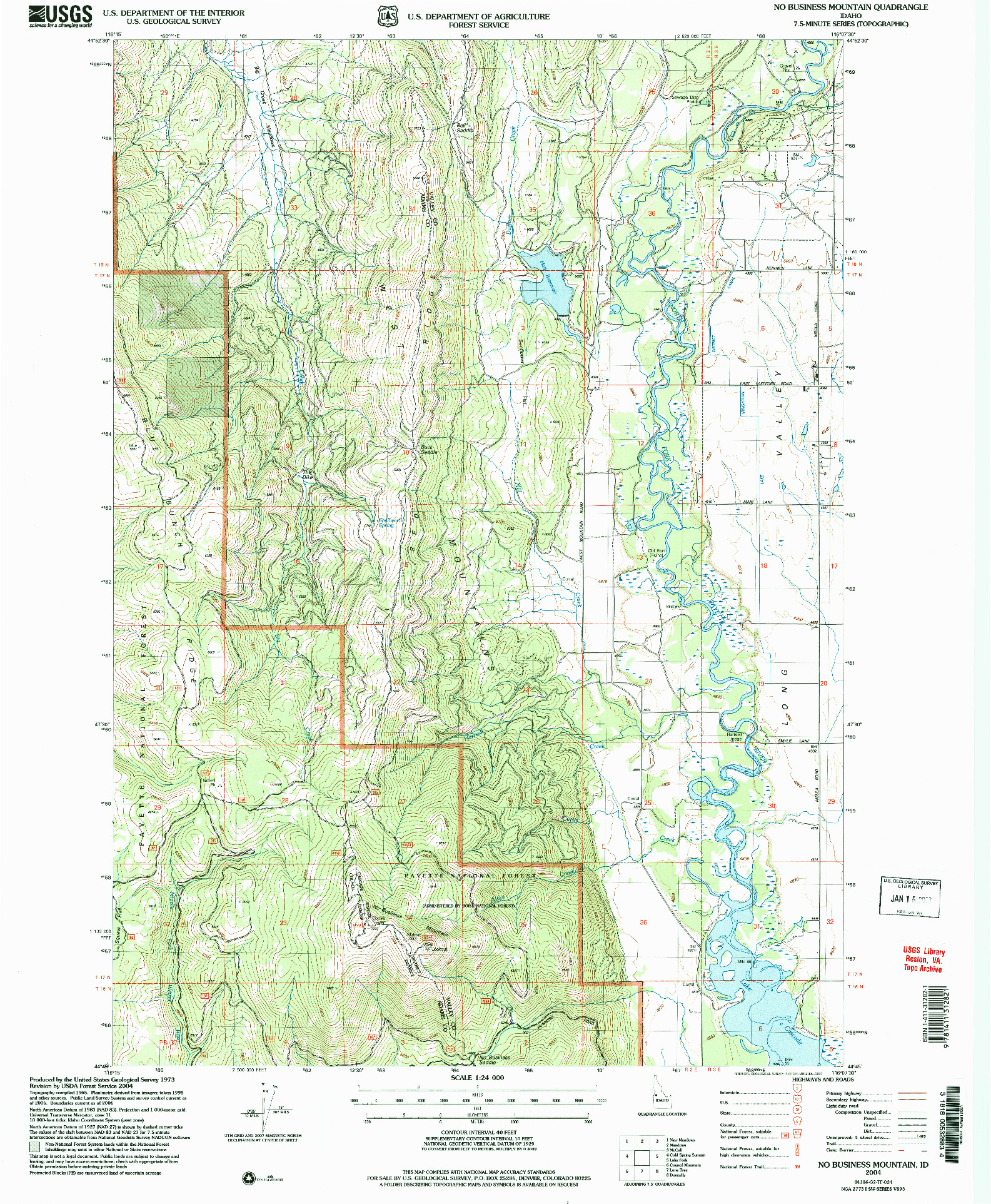 USGS 1:24000-SCALE QUADRANGLE FOR NO BUSINESS MOUNTAIN, ID 2004