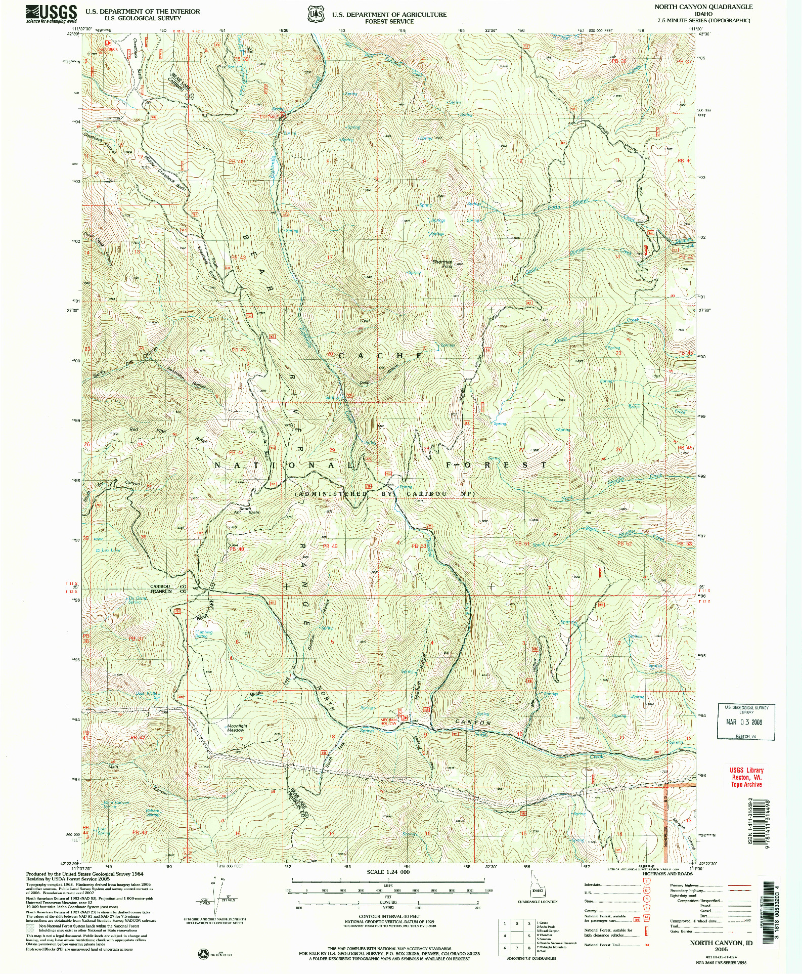 USGS 1:24000-SCALE QUADRANGLE FOR NORTH CANYON, ID 2005
