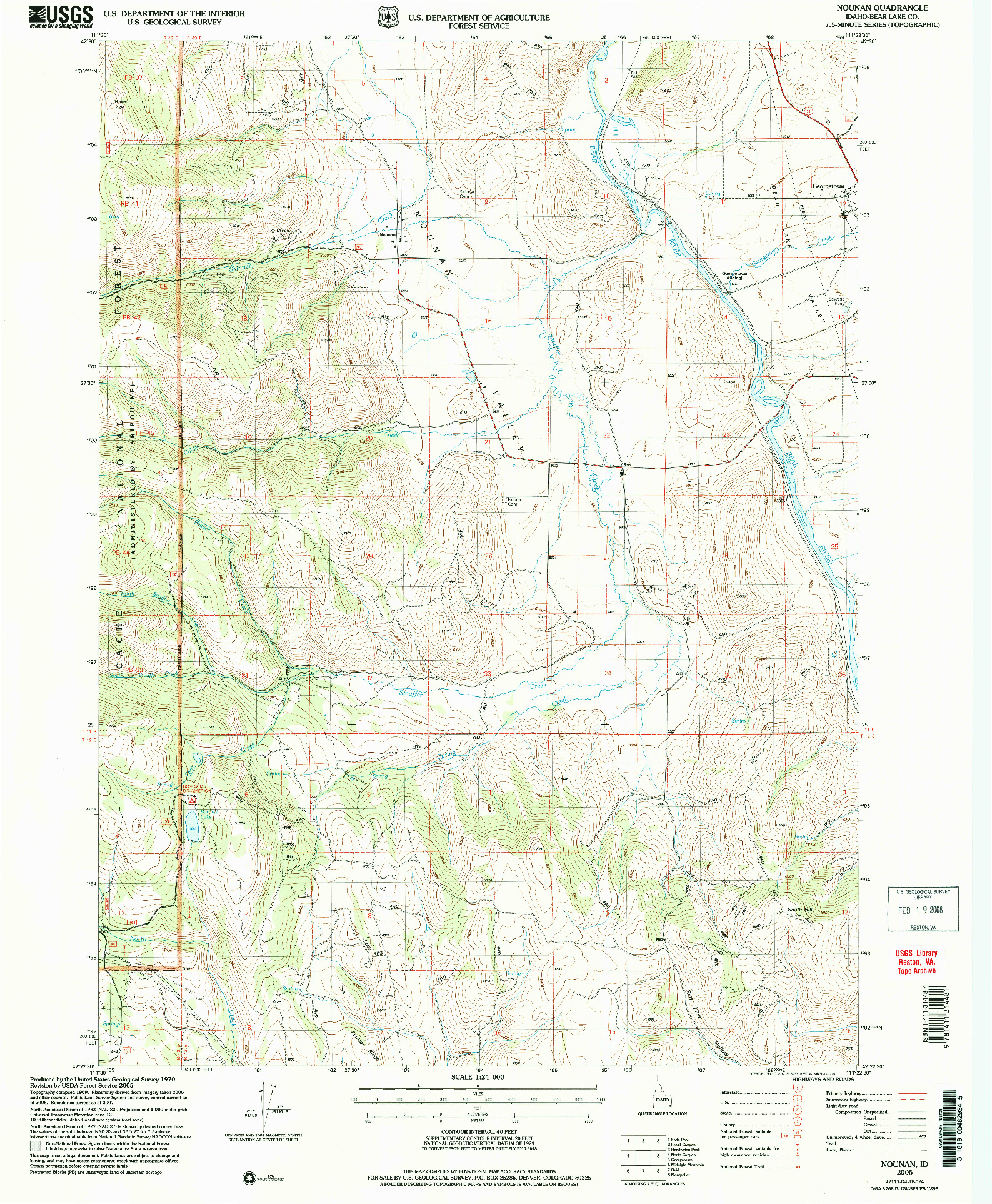 USGS 1:24000-SCALE QUADRANGLE FOR NOUNAN, ID 2005