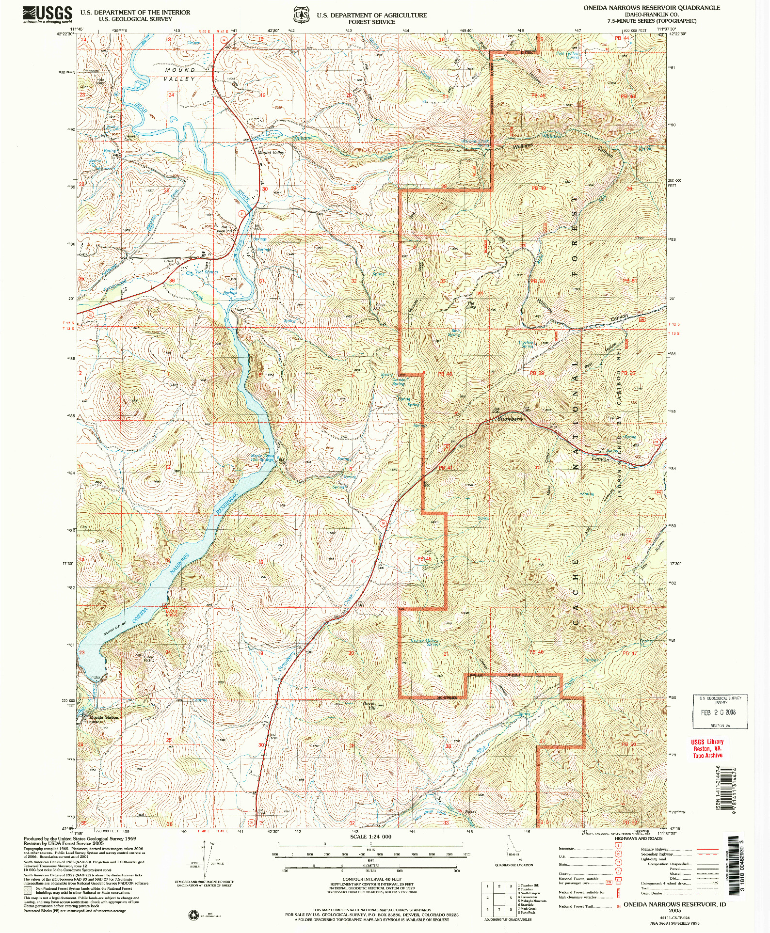 USGS 1:24000-SCALE QUADRANGLE FOR ONEIDA NARROWS RESERVOIR, ID 2005